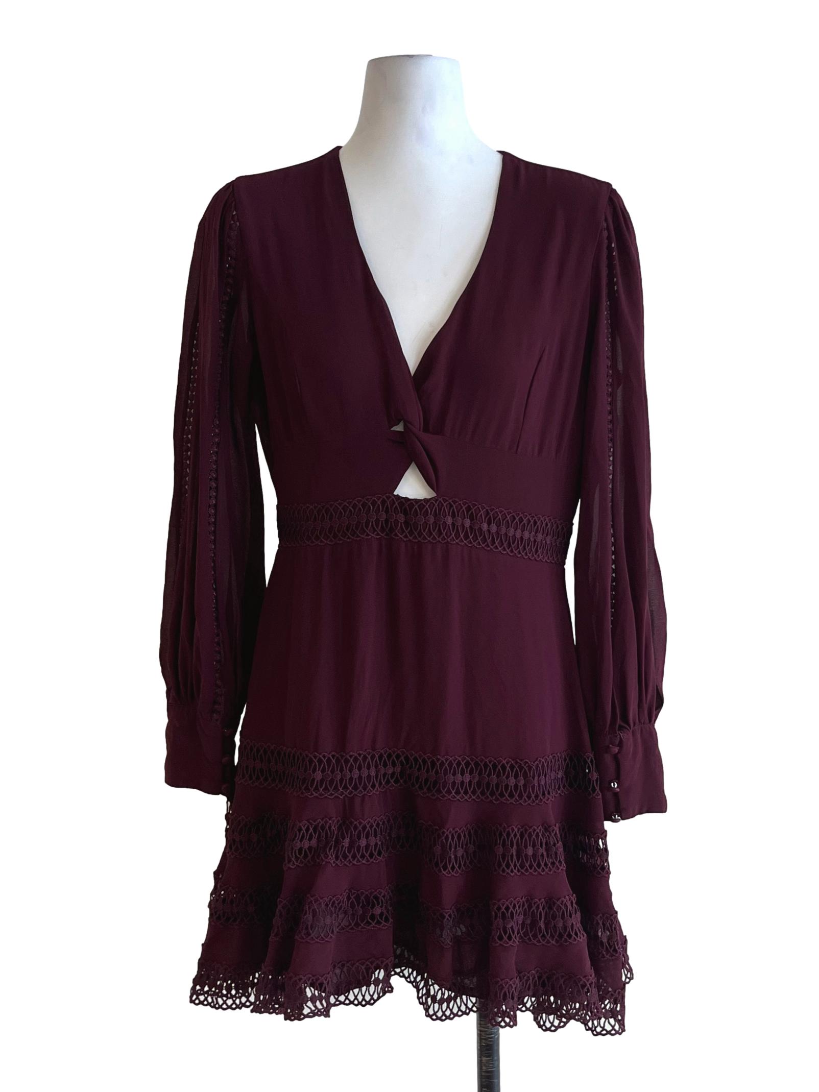 Mulberry Purple V-Neckline Empire Dress