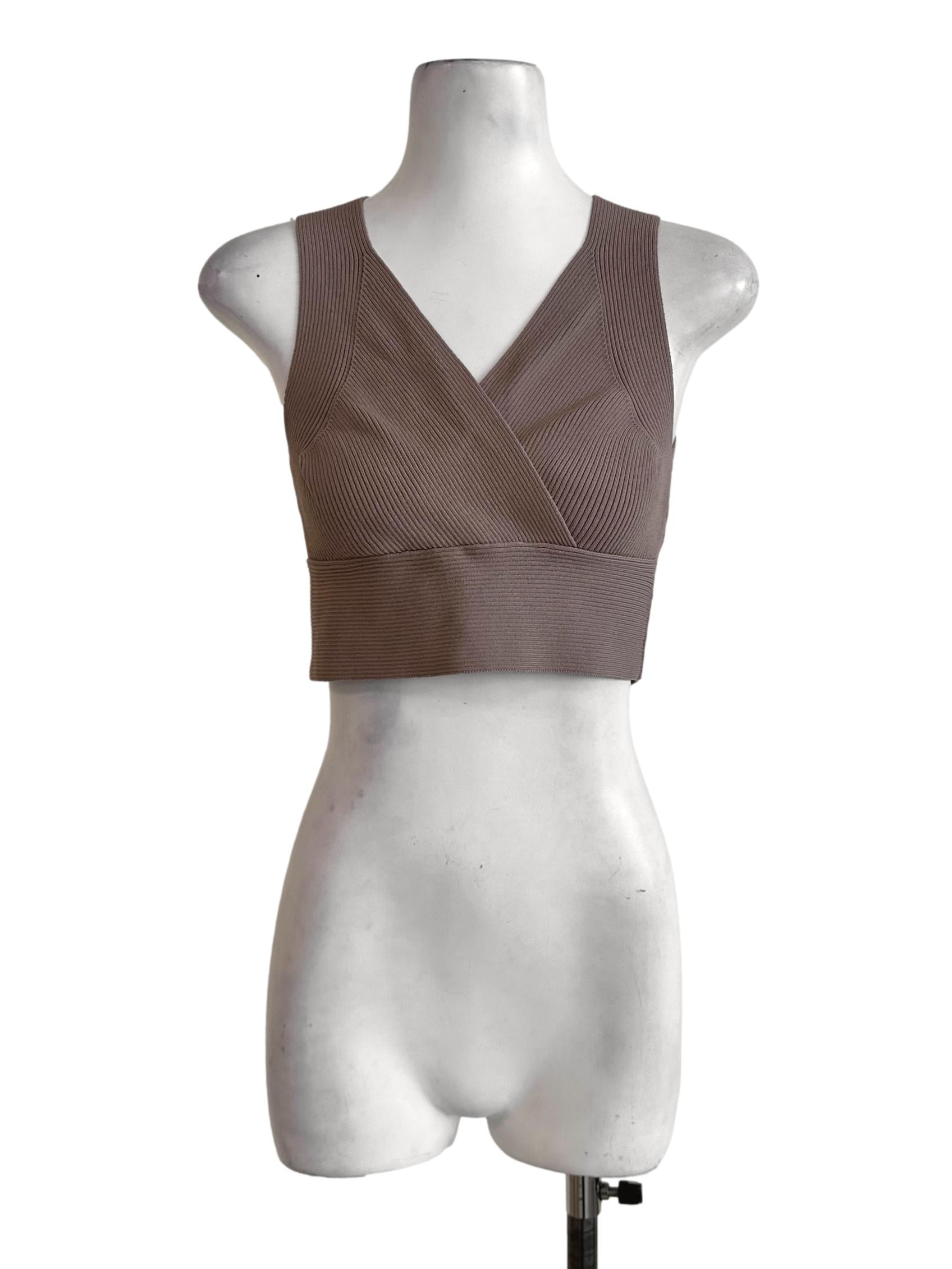 Peanut Brown Texture Sleeveless Top LB