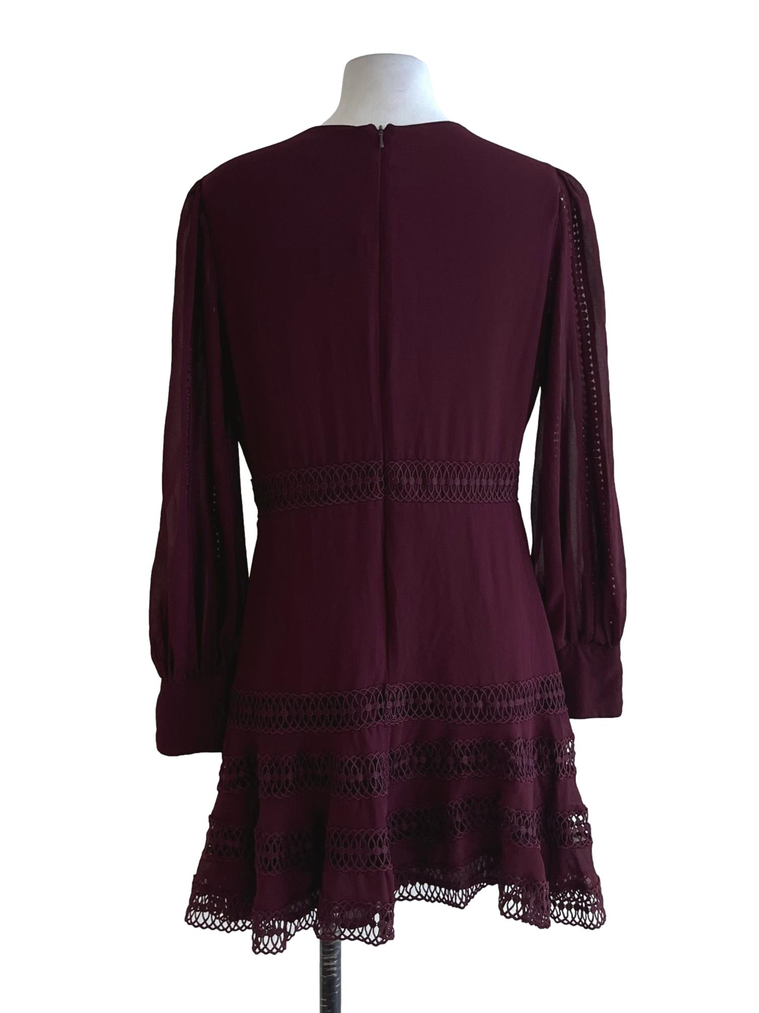 Mulberry Purple V-Neckline Empire Dress