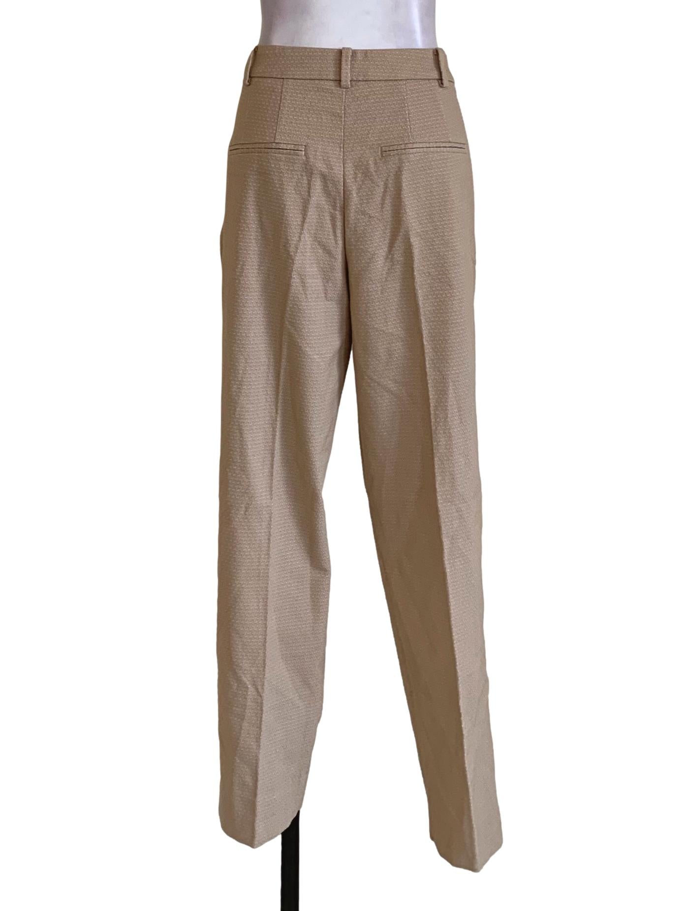Beige Polka Dot Straight Pants