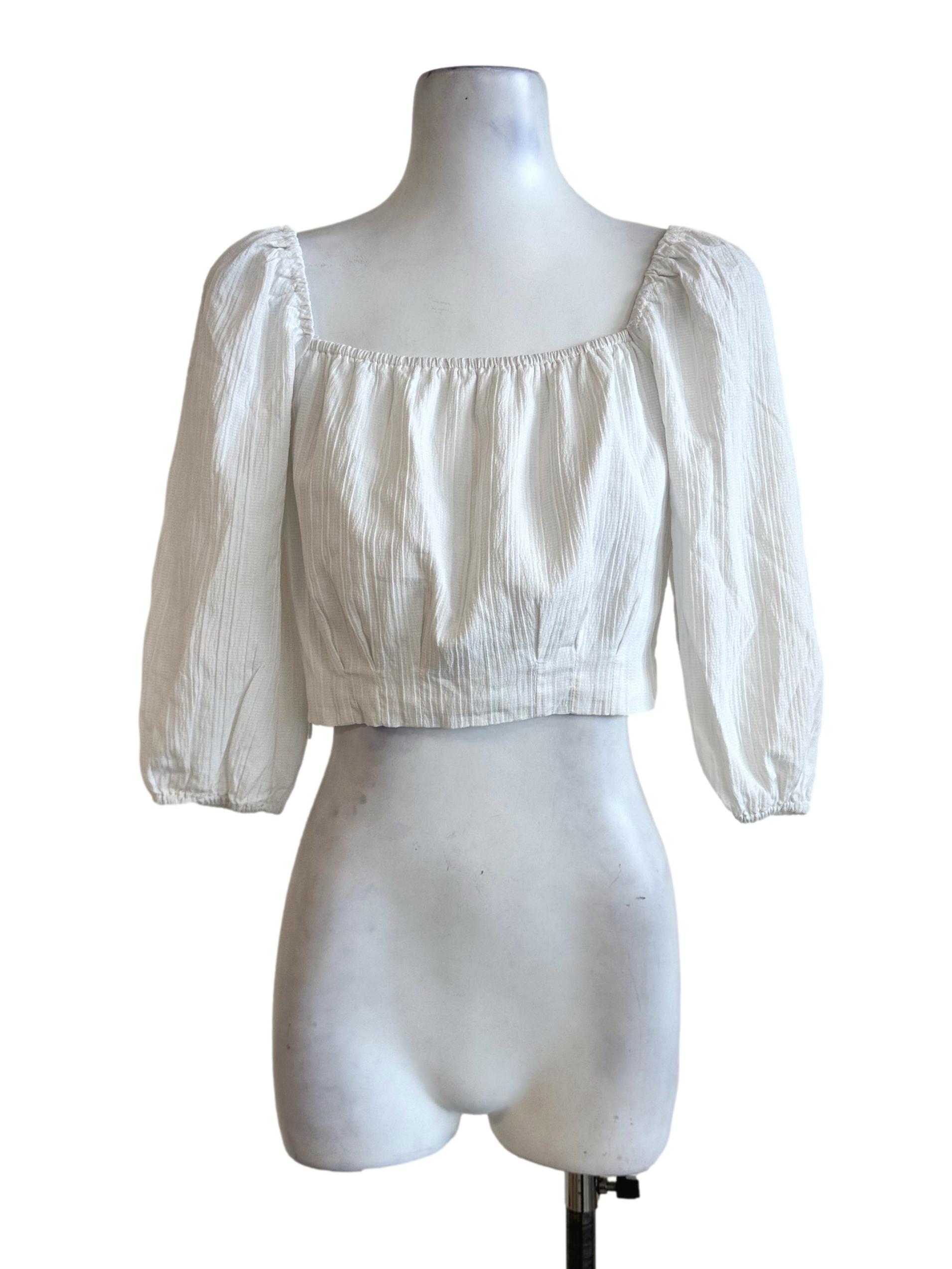 Cotton White Texture Crop Top TTR