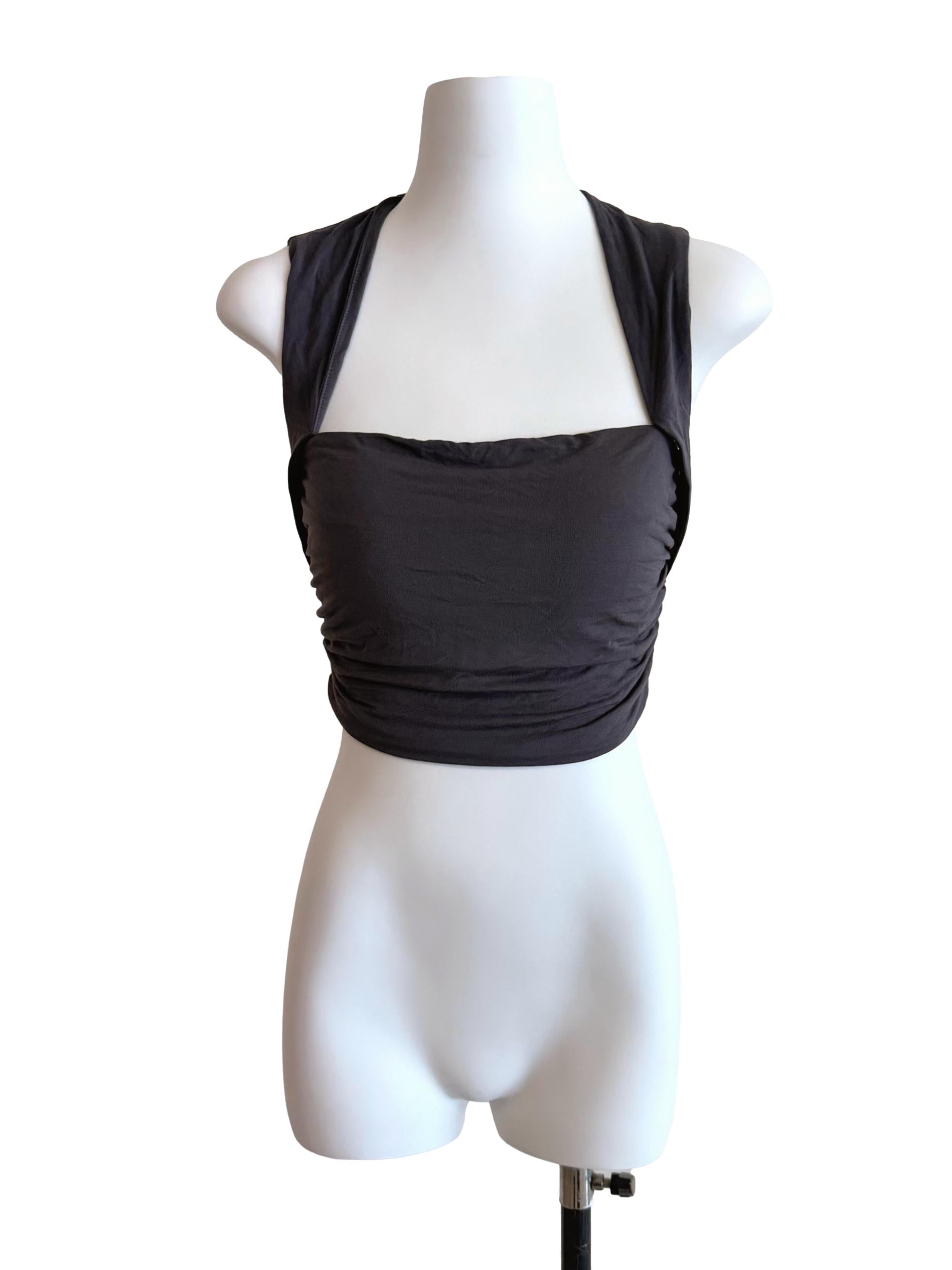 Ash Grey Square Neck Crop Top