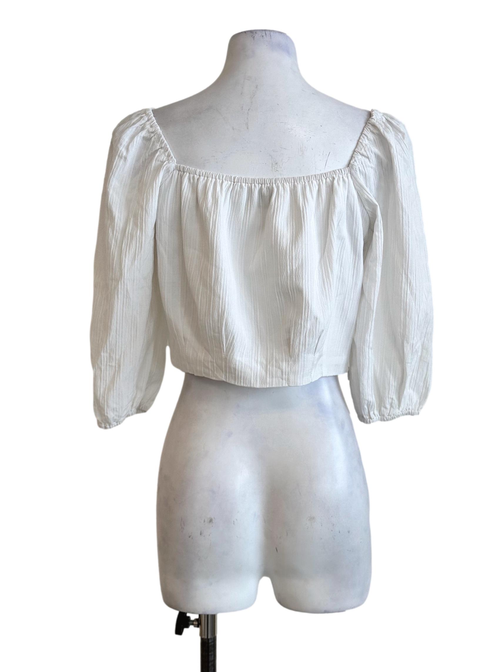 Cotton White Texture Crop Top TTR