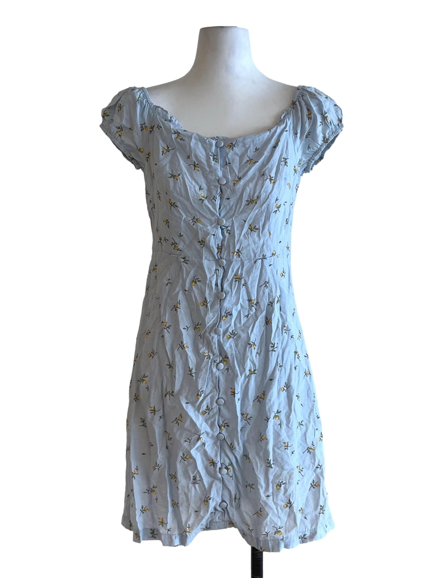 Sky Blue Floral Empire Dress