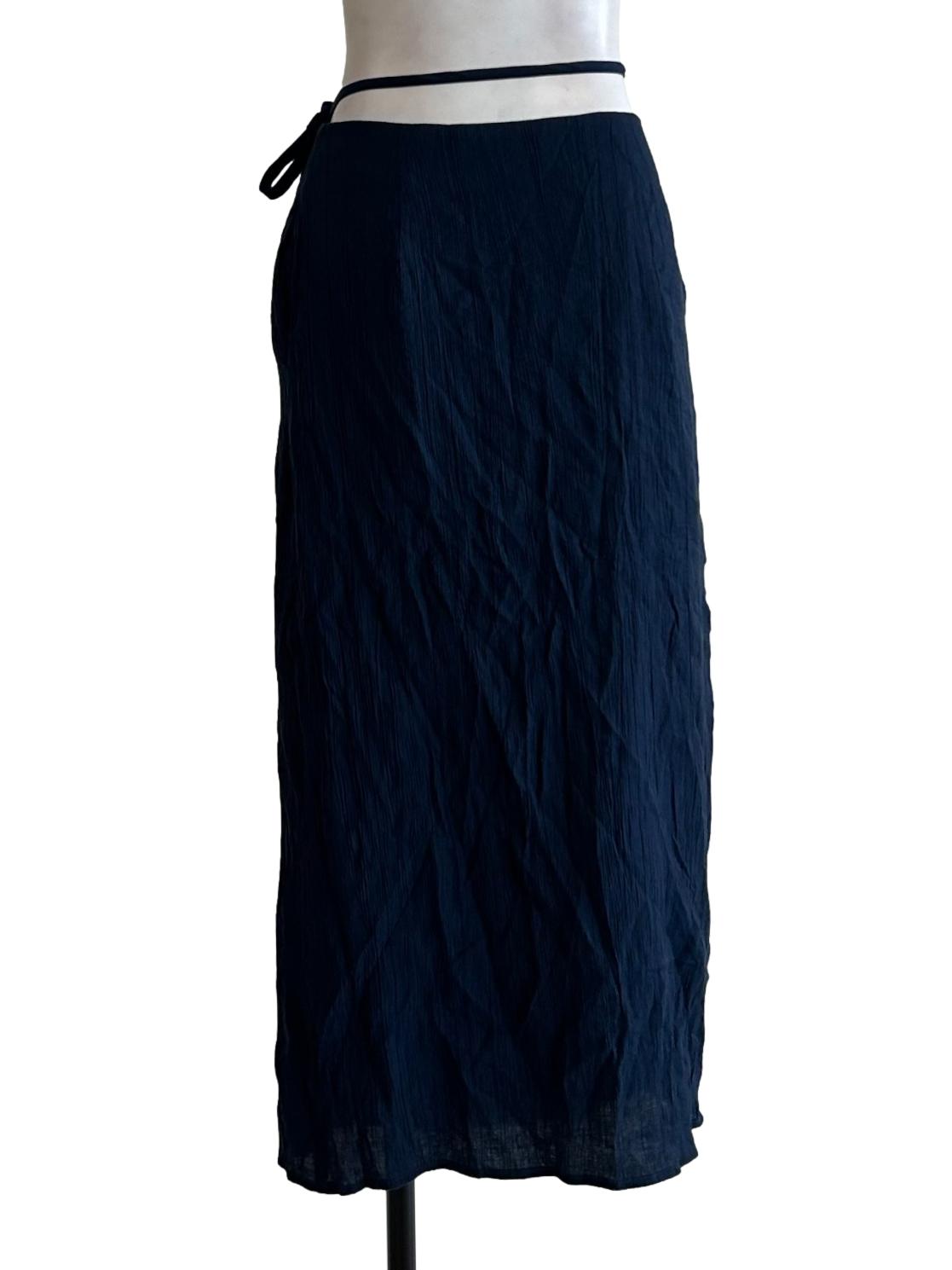 Navy Blue Crinkle Wrap Skirt OSN
