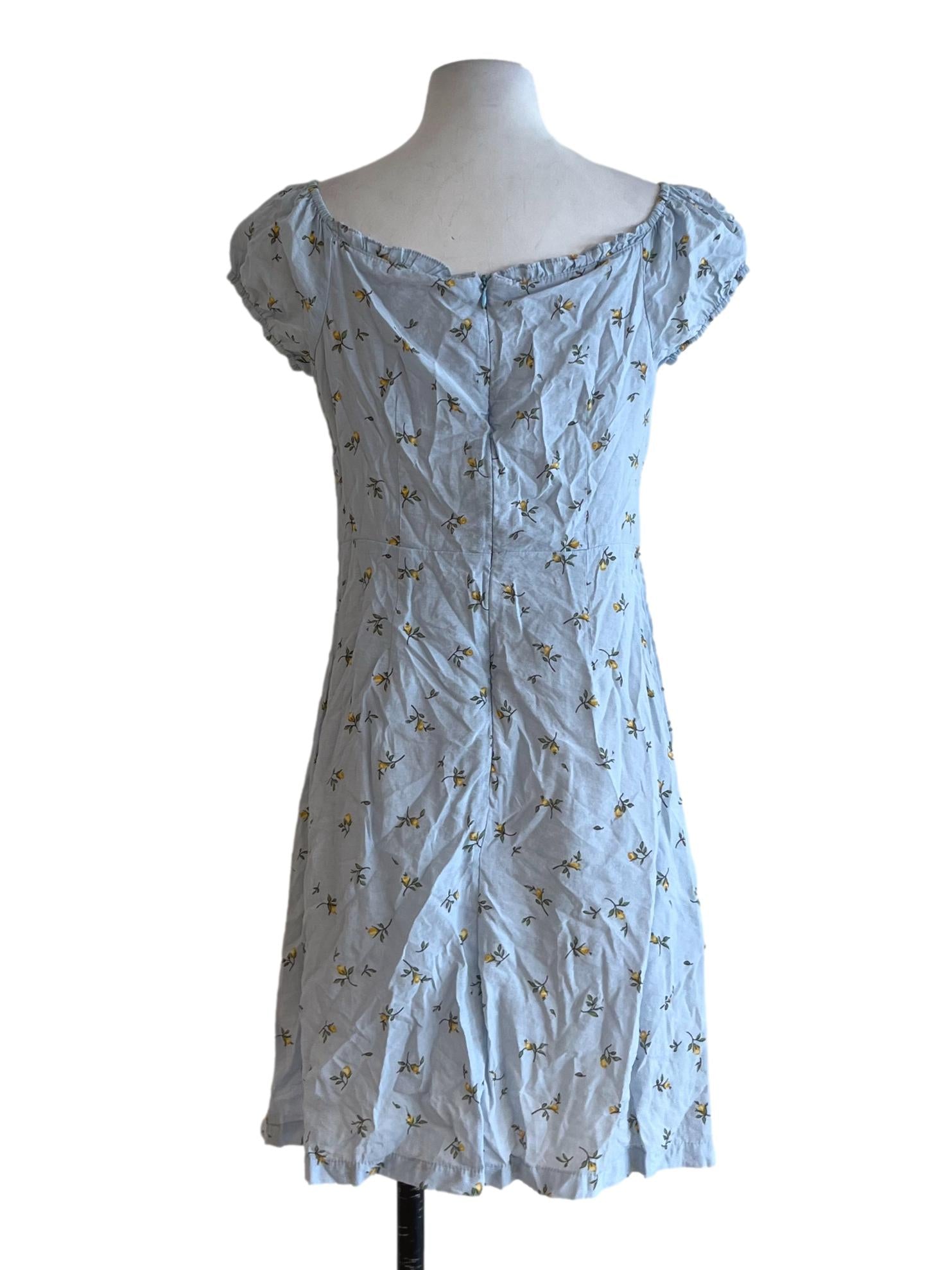 Sky Blue Floral Empire Dress