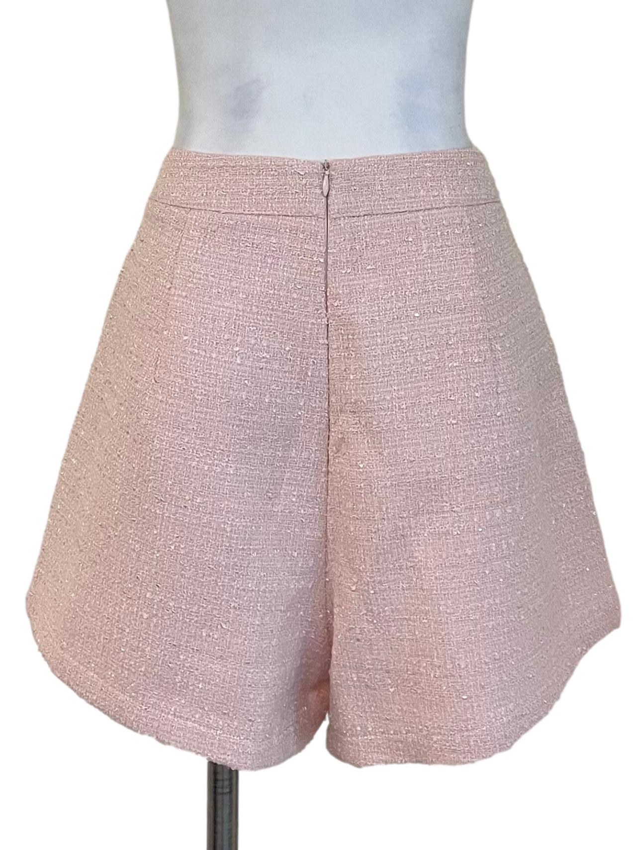 Pale Pink Tweed A-Line Shorts