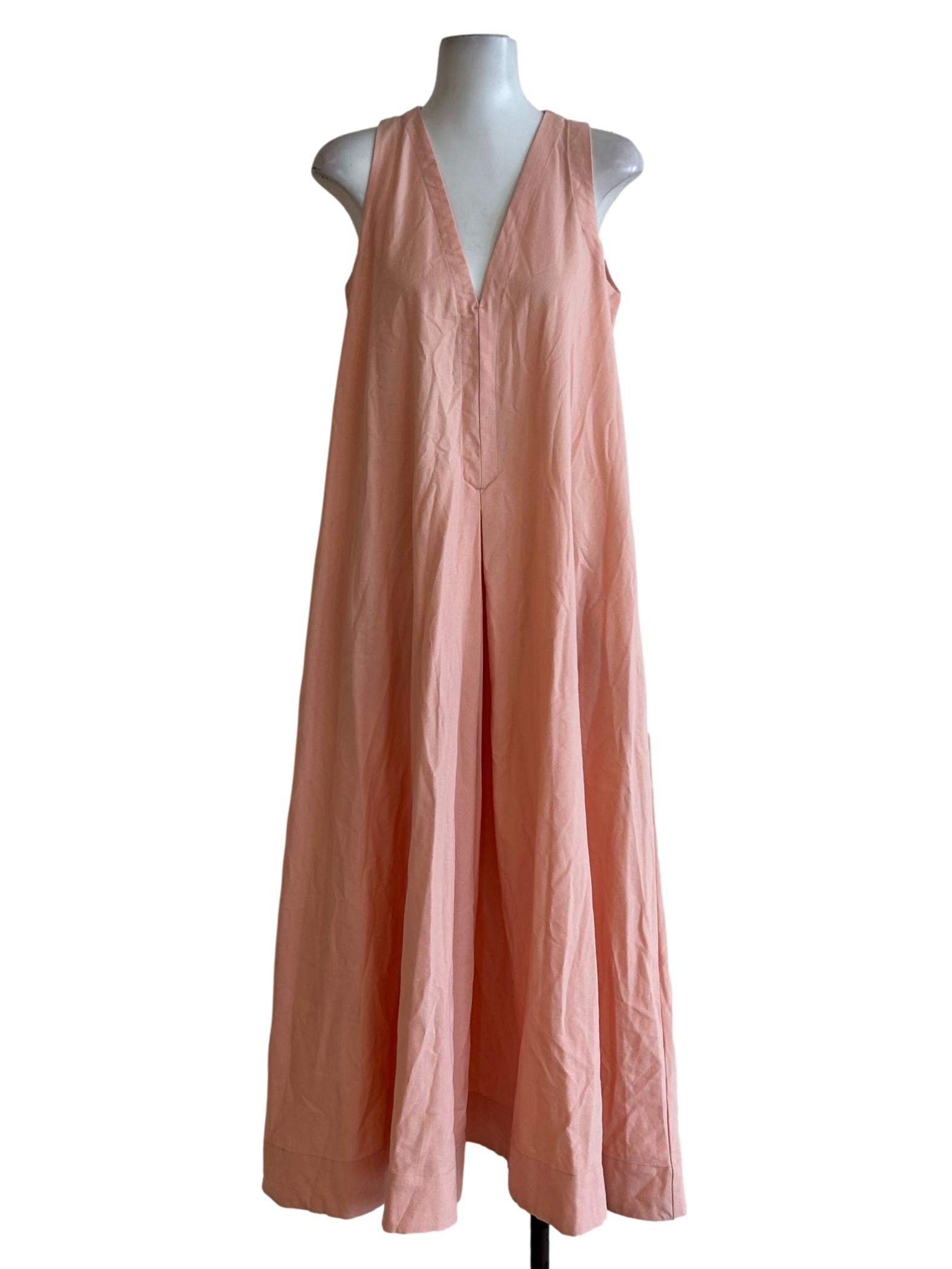 Salmon Pink V Neck Maxi Dress