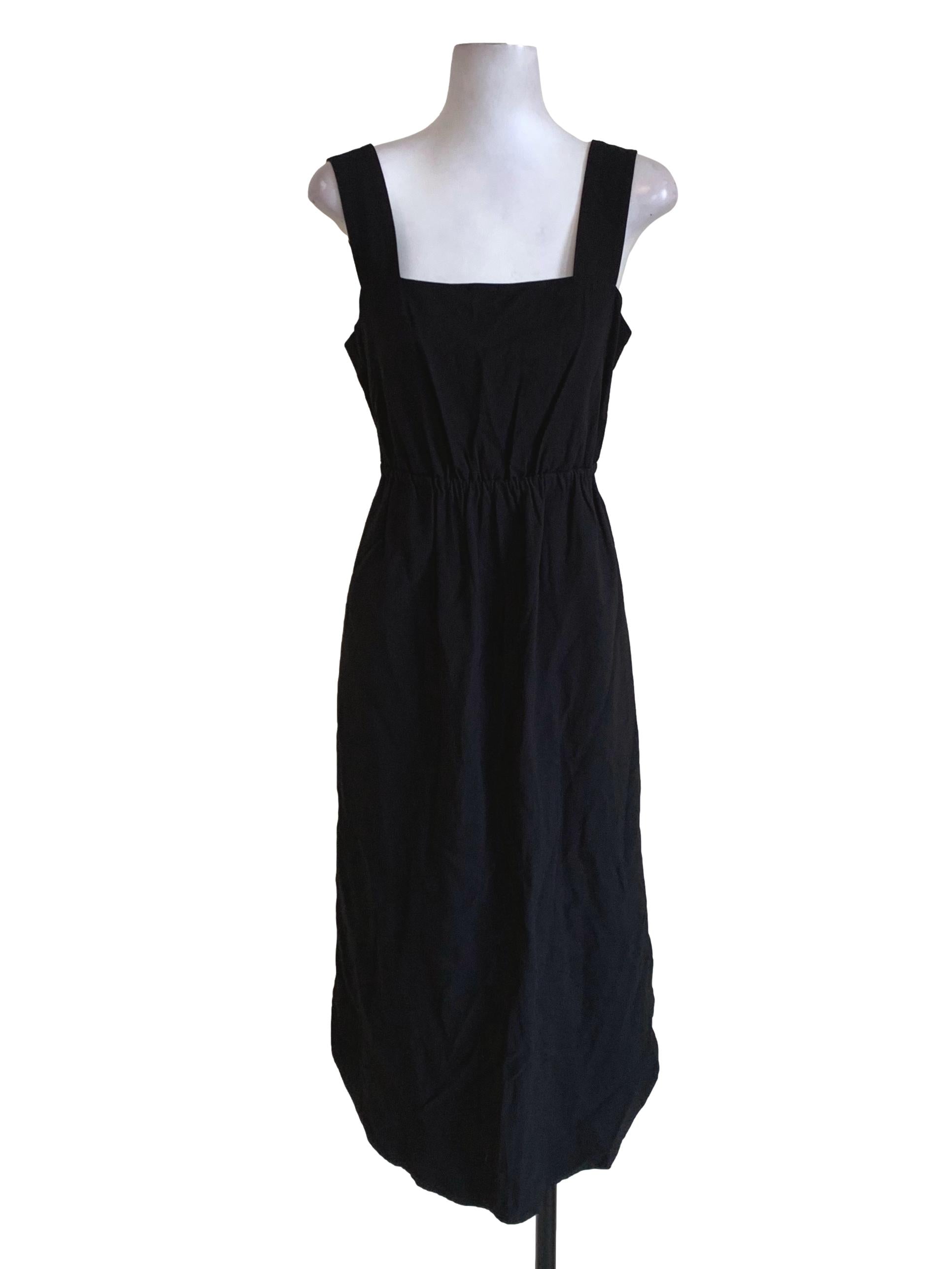 Black Square Neckline A-Line Dress