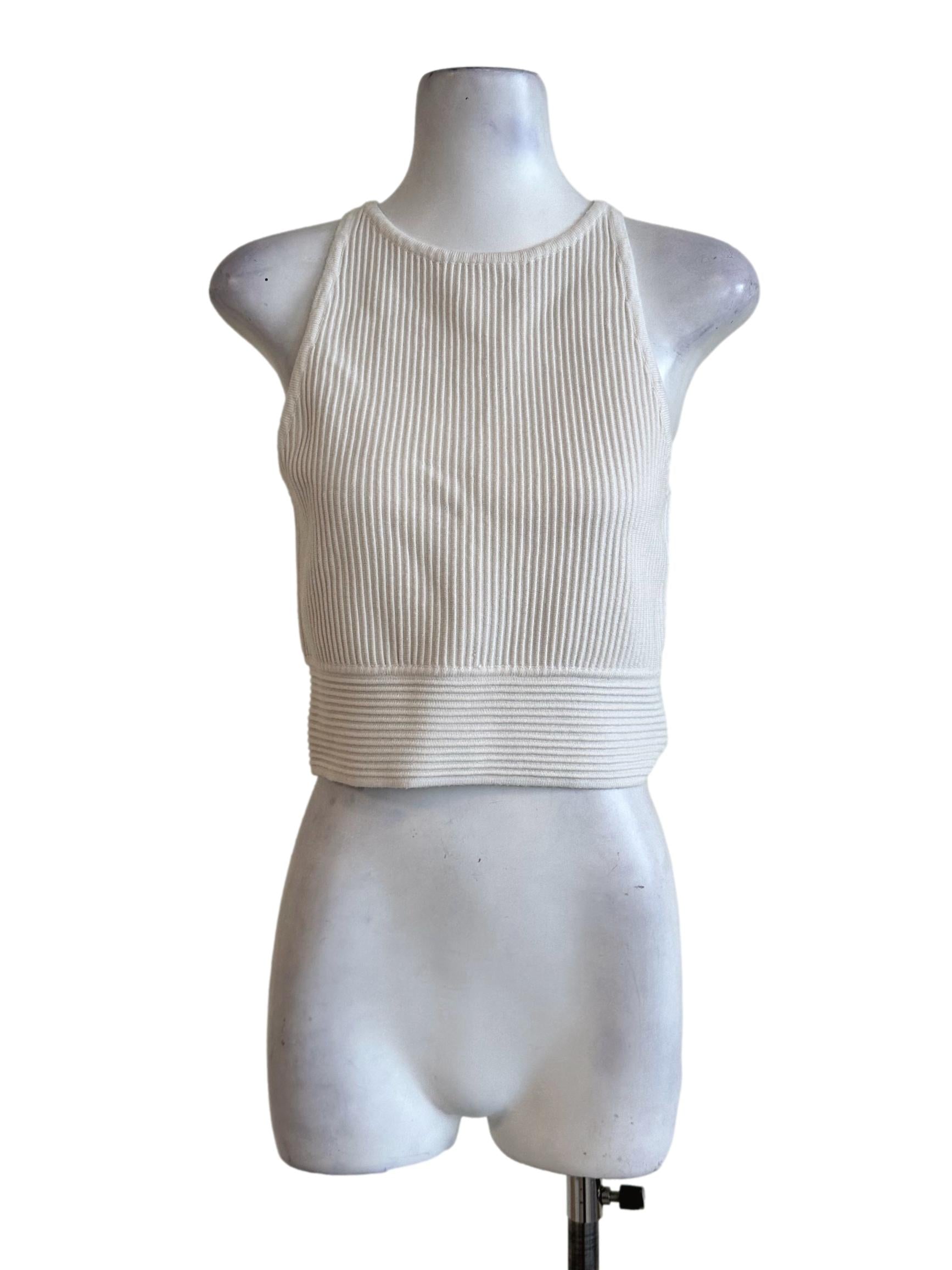 Porcelain White Pleated Sleeveless Top LB