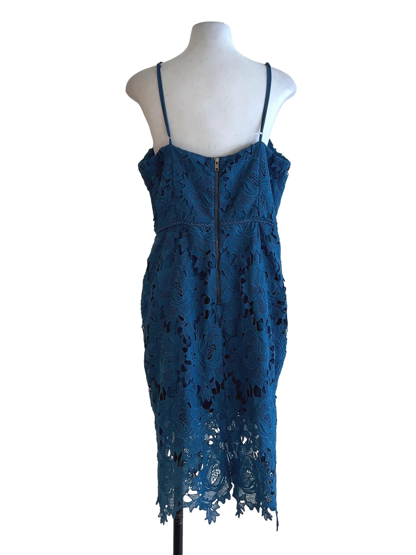 Aegean Blue Lace A-Line Dress