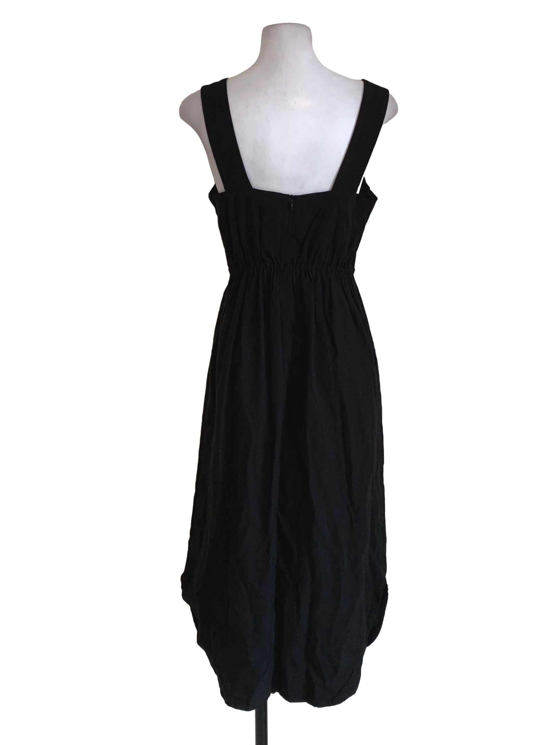 Black Square Neckline A-Line Dress