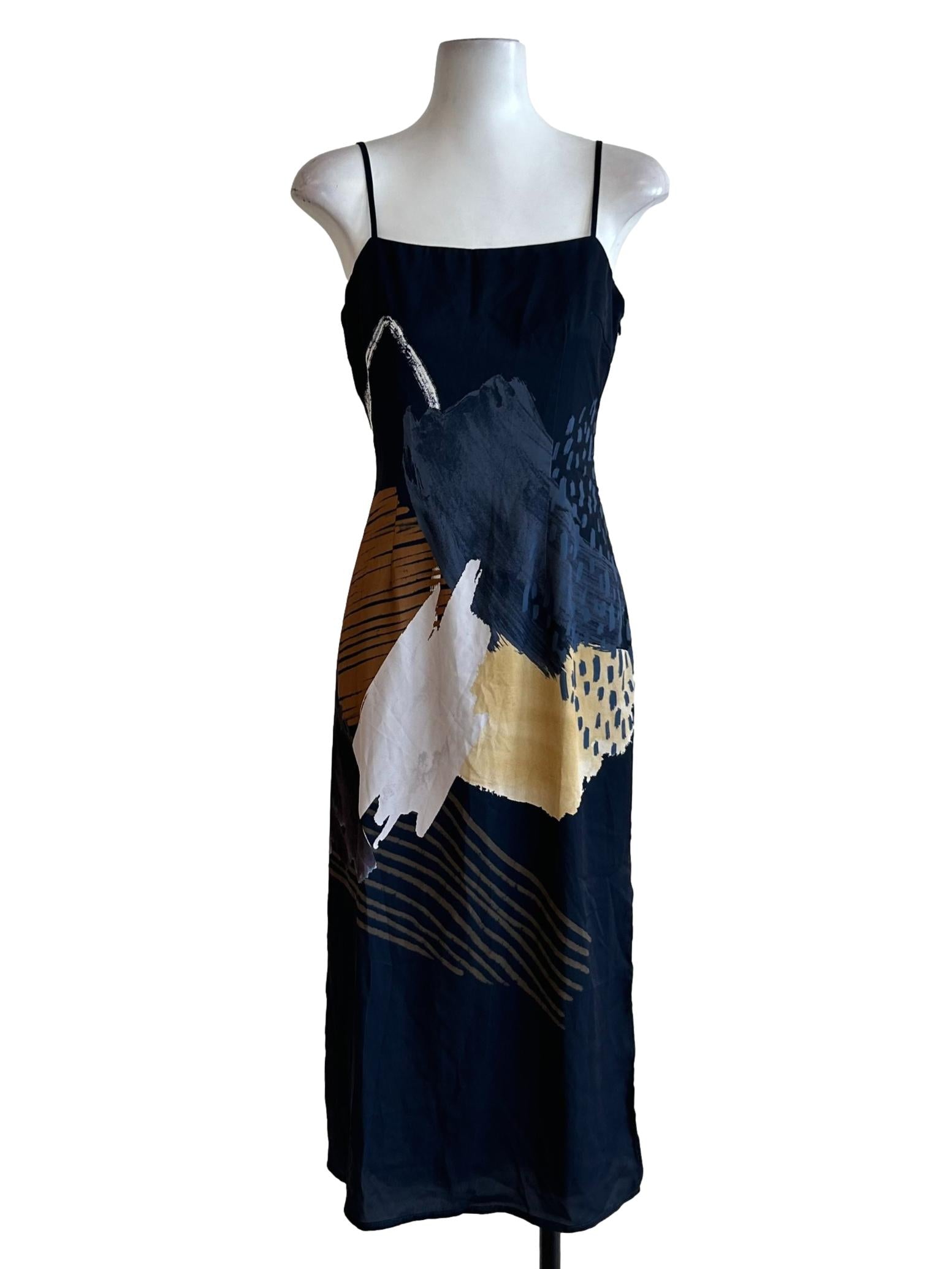 Dark Blue Cami Dress With Slits OSN