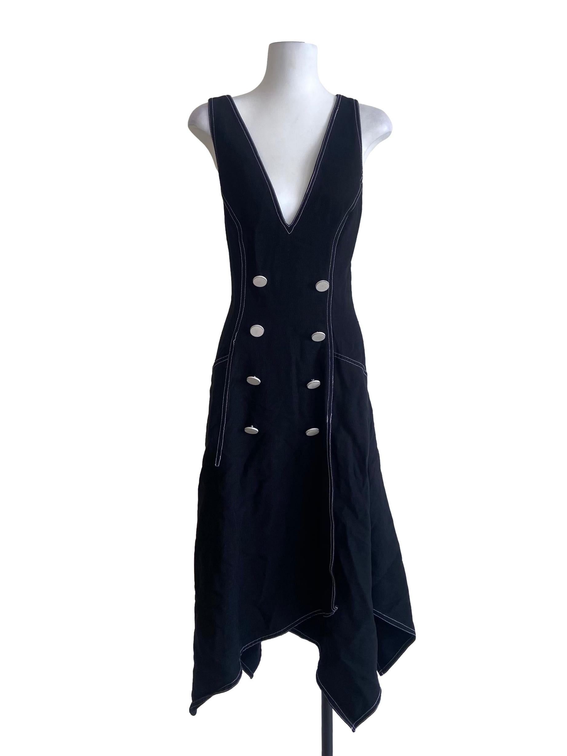 Black Apron Asymmetric Dress