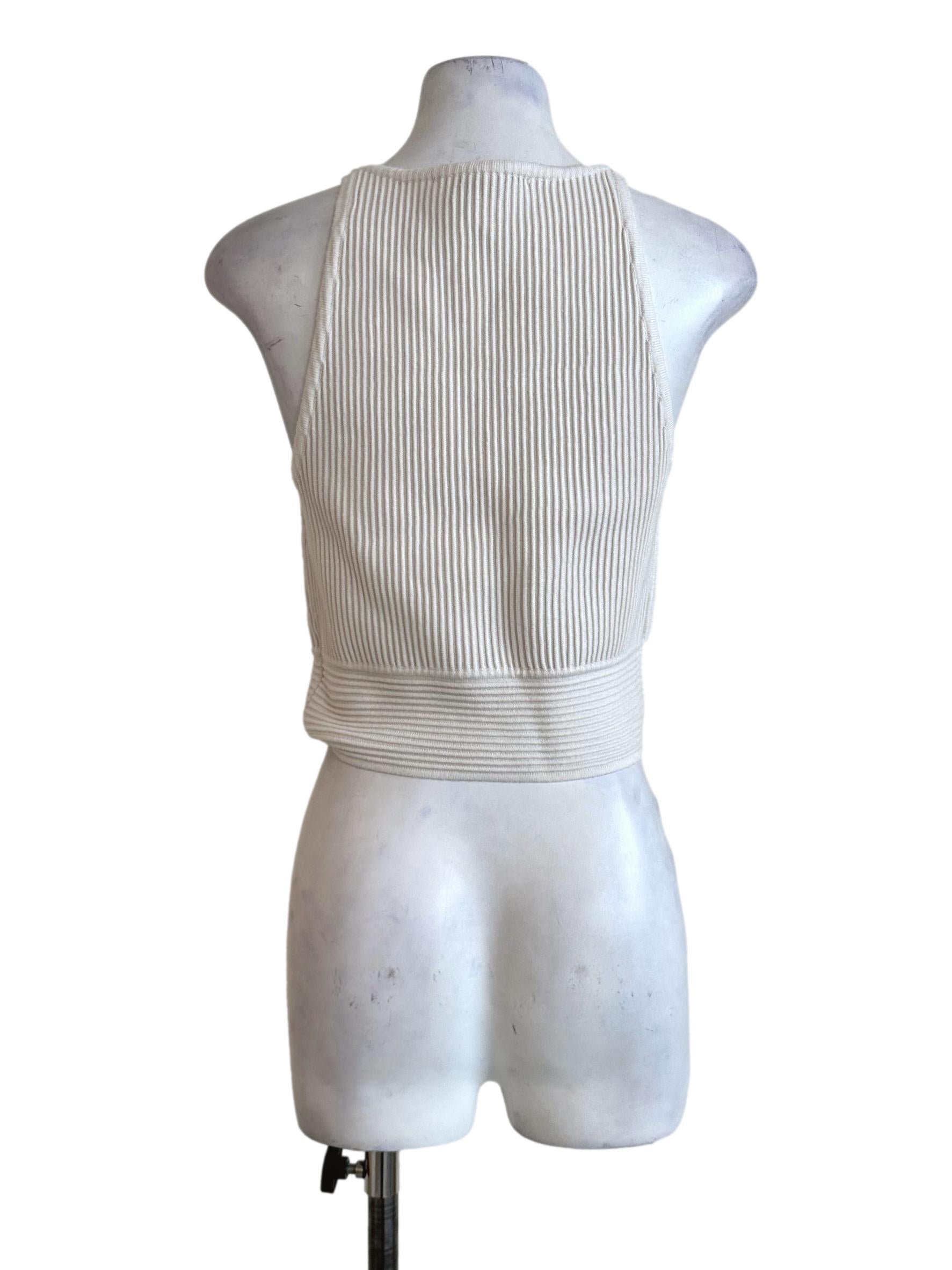 Porcelain White Pleated Sleeveless Top LB