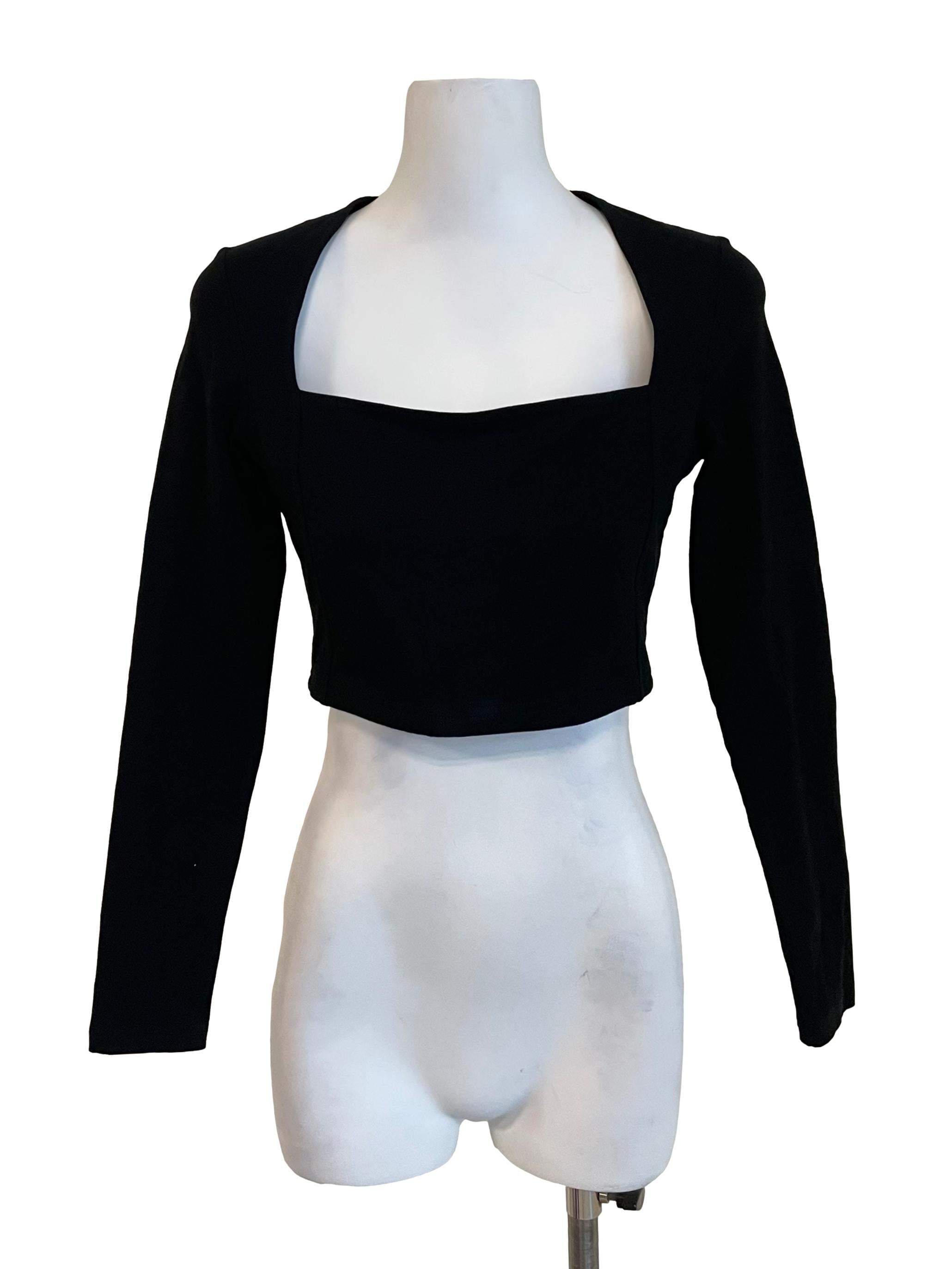 Black Ballet Long Sleeveless Crop Top