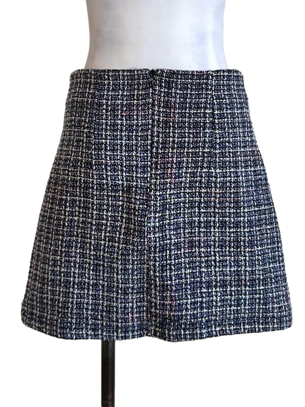 Blue Tweed Pattern Skirt
