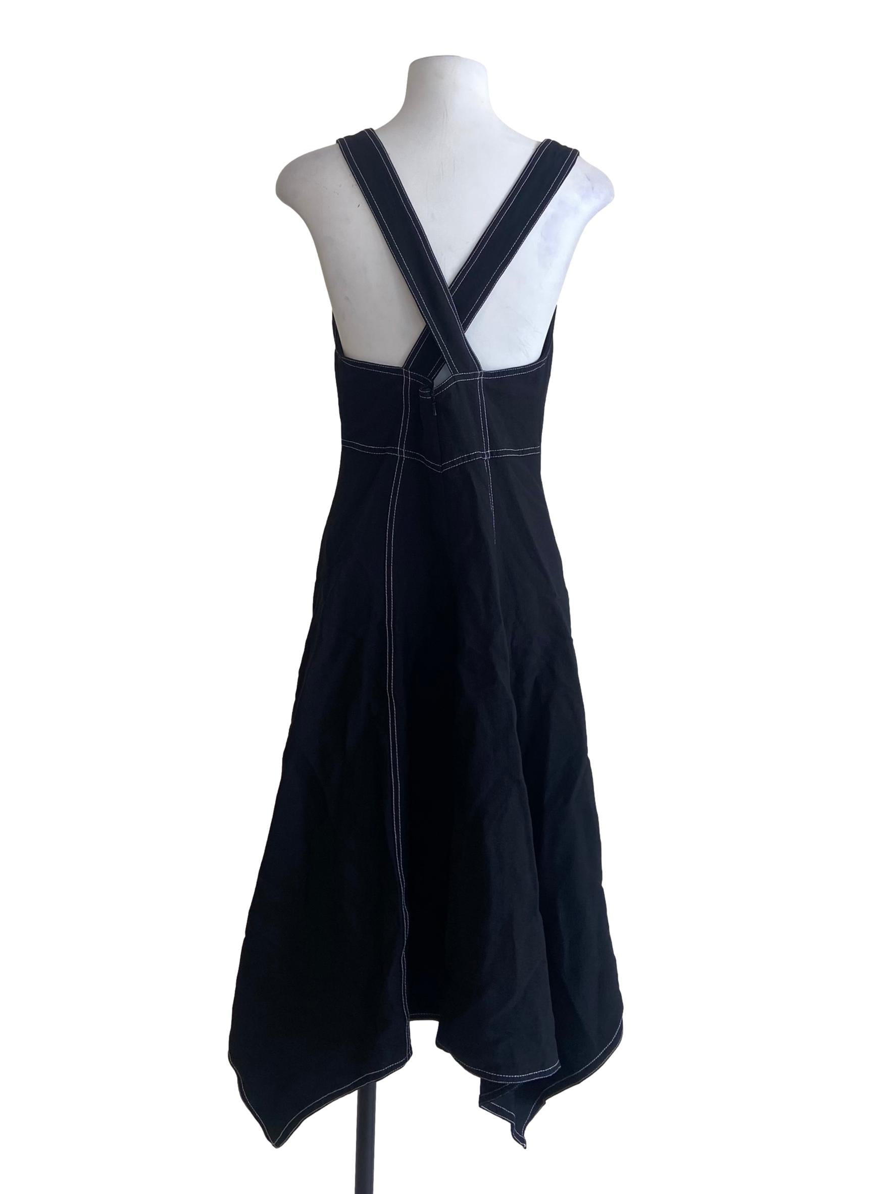 Black Apron Asymmetric Dress
