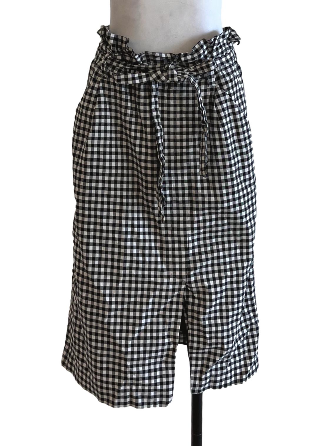 Black Gingham A-Line Skirt