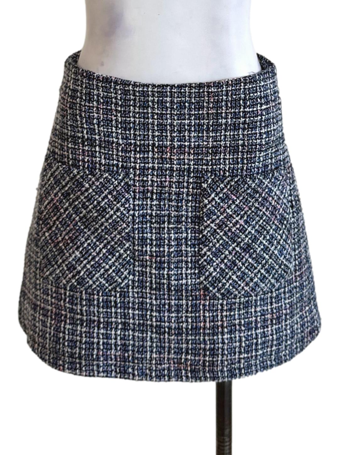 Blue Tweed Pattern Skirt