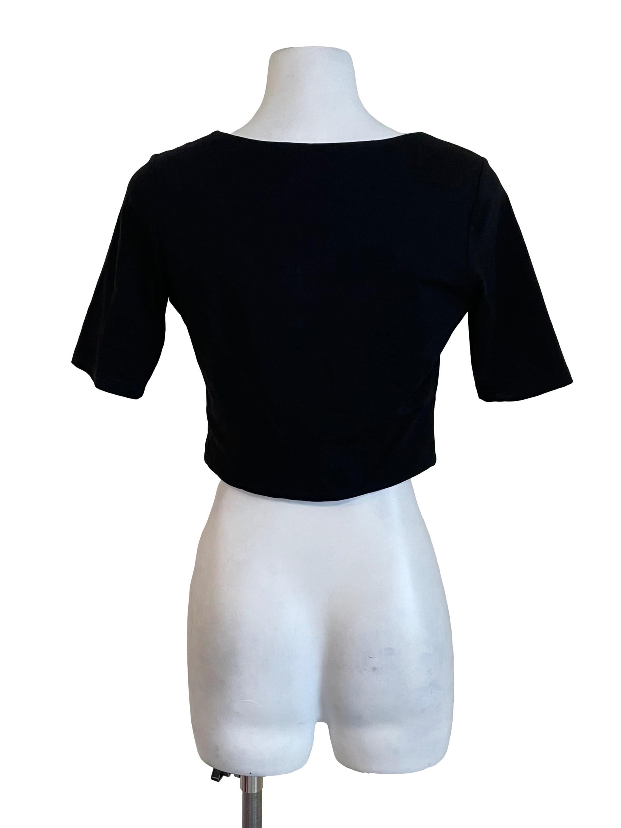 Black Mid Sleeves Crop Top