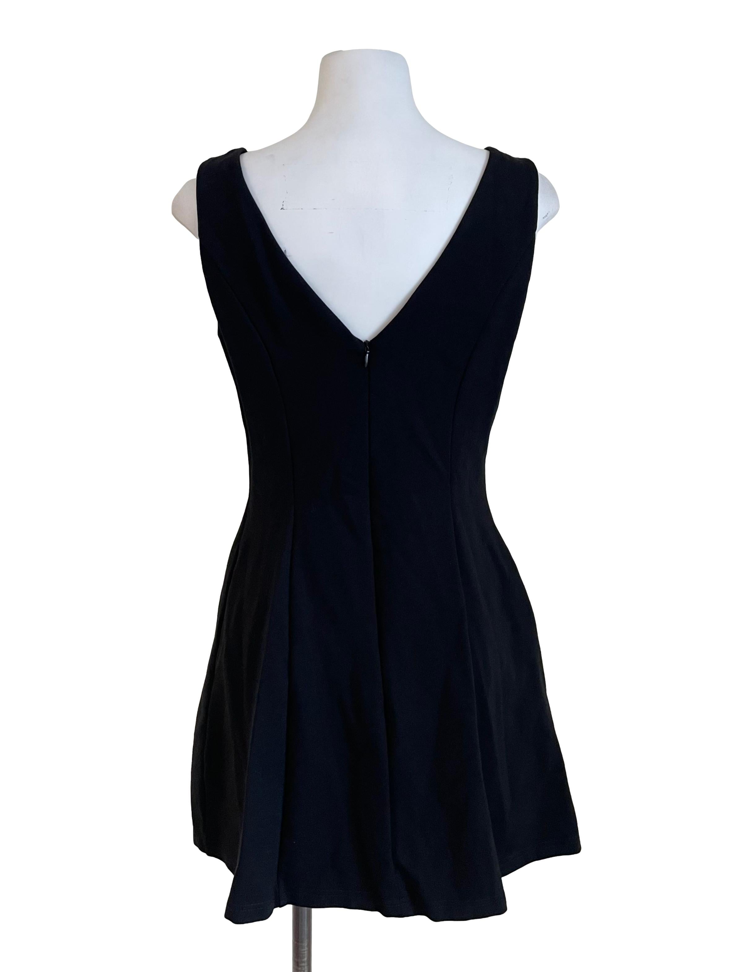 Black Panelled Boat Neck Dress