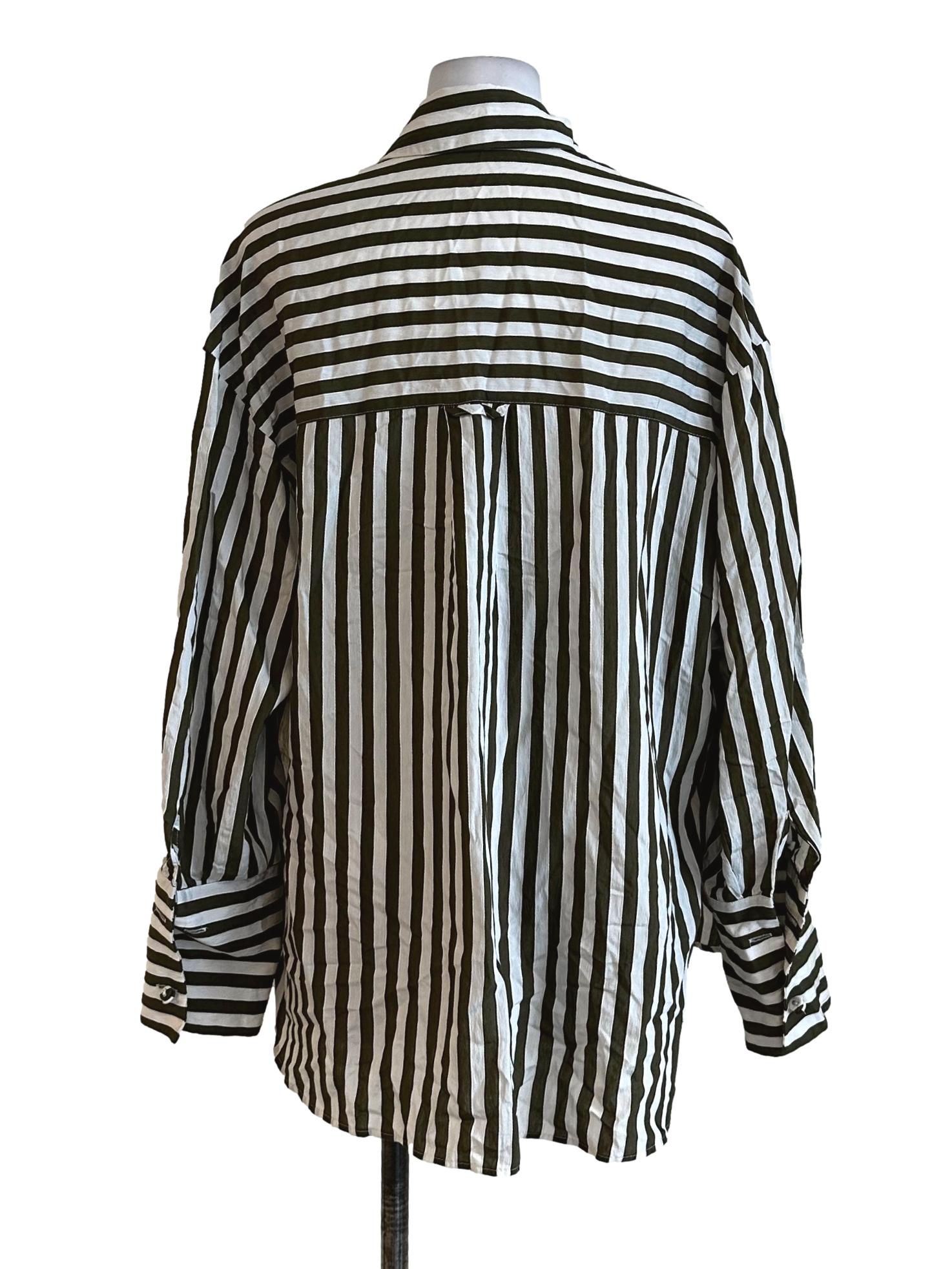 Moss Green Stripes Blouses