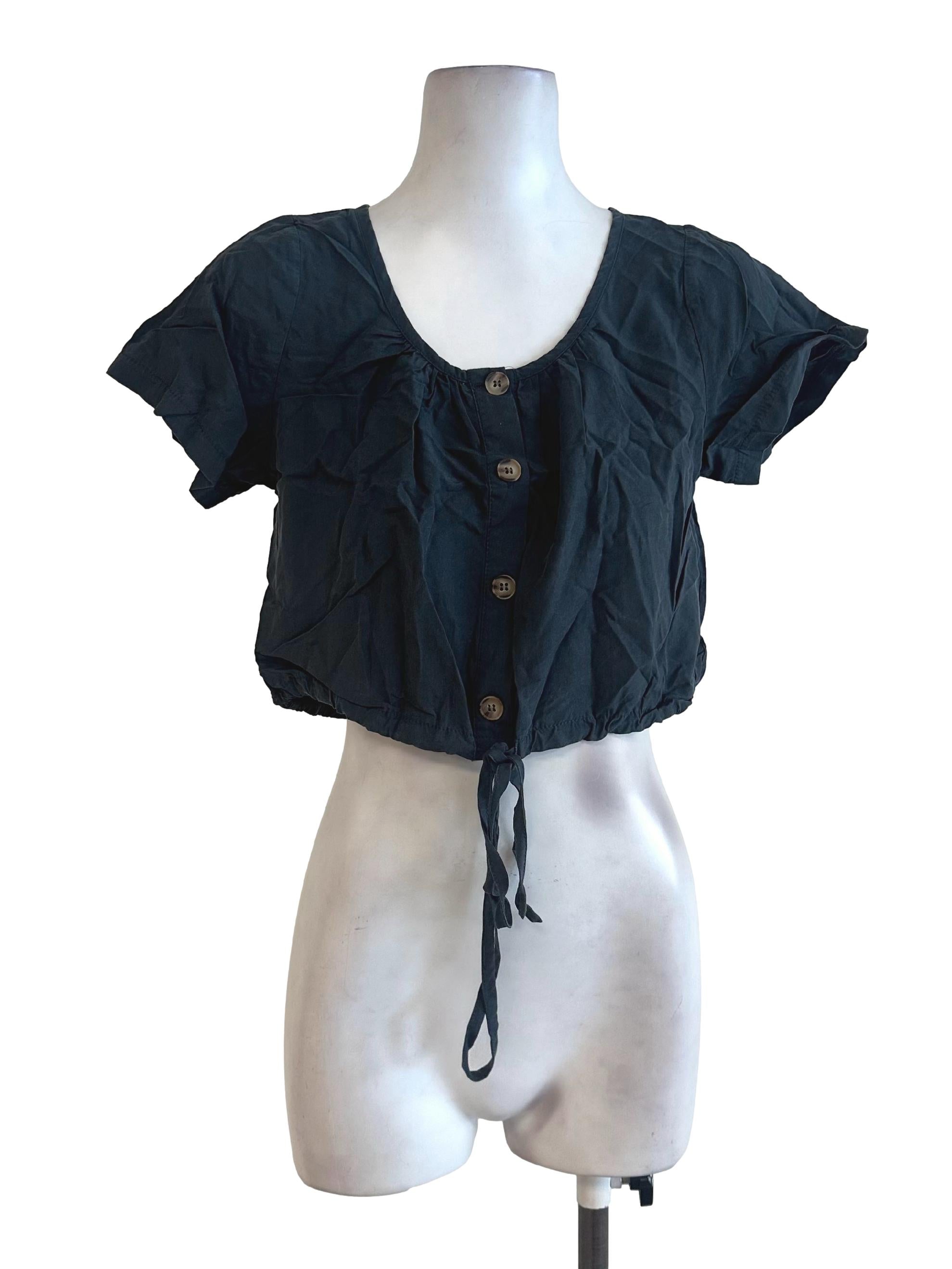 Dark Grey Button Top TEM