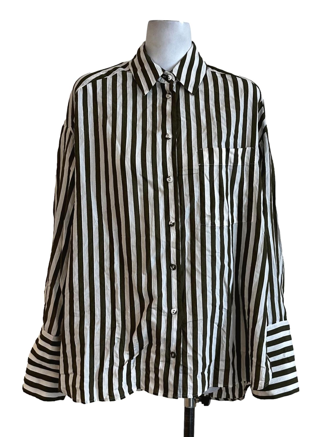 Moss Green Stripes Blouses
