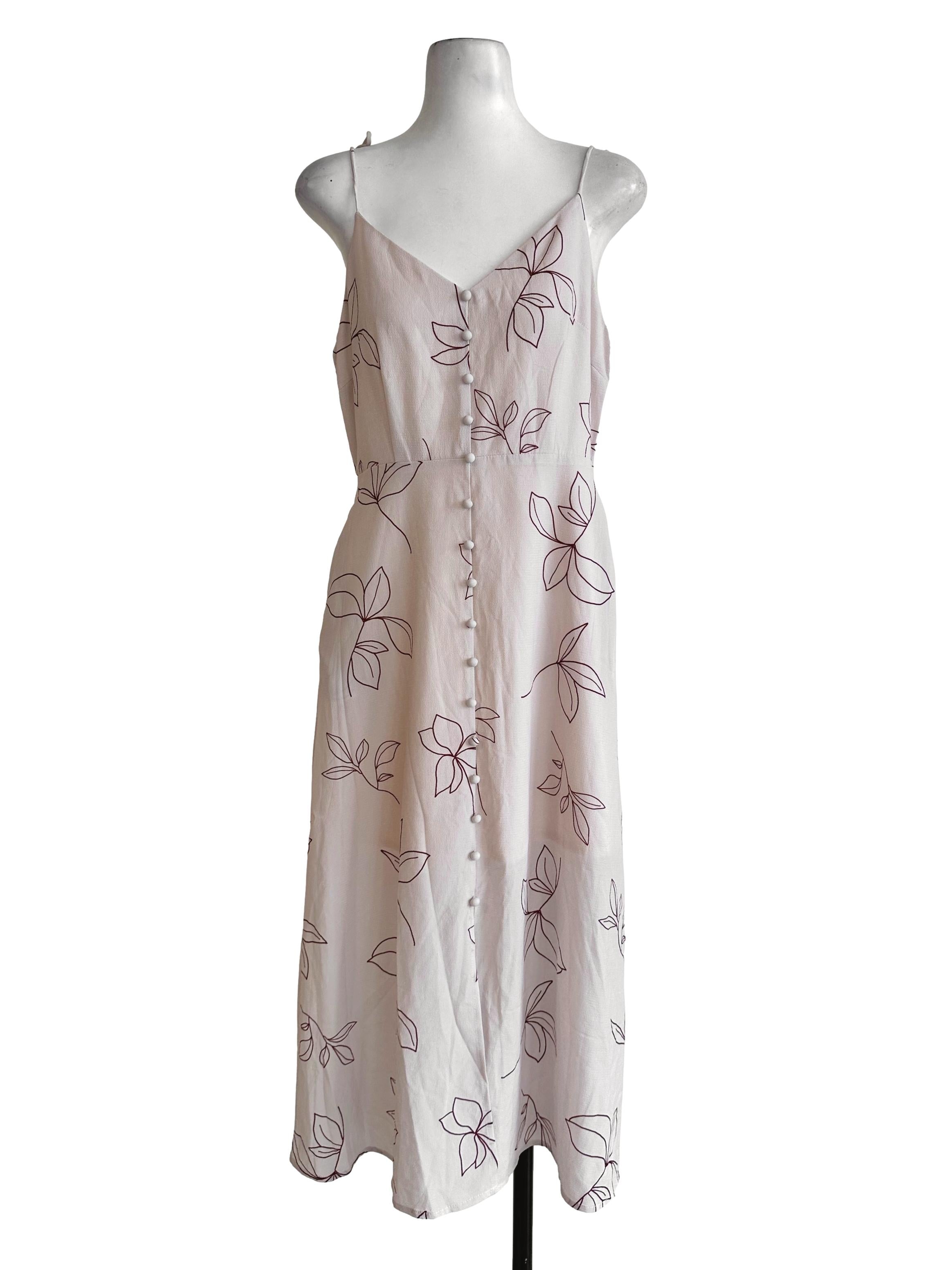 Light Blush Pink Floral Printed Dress