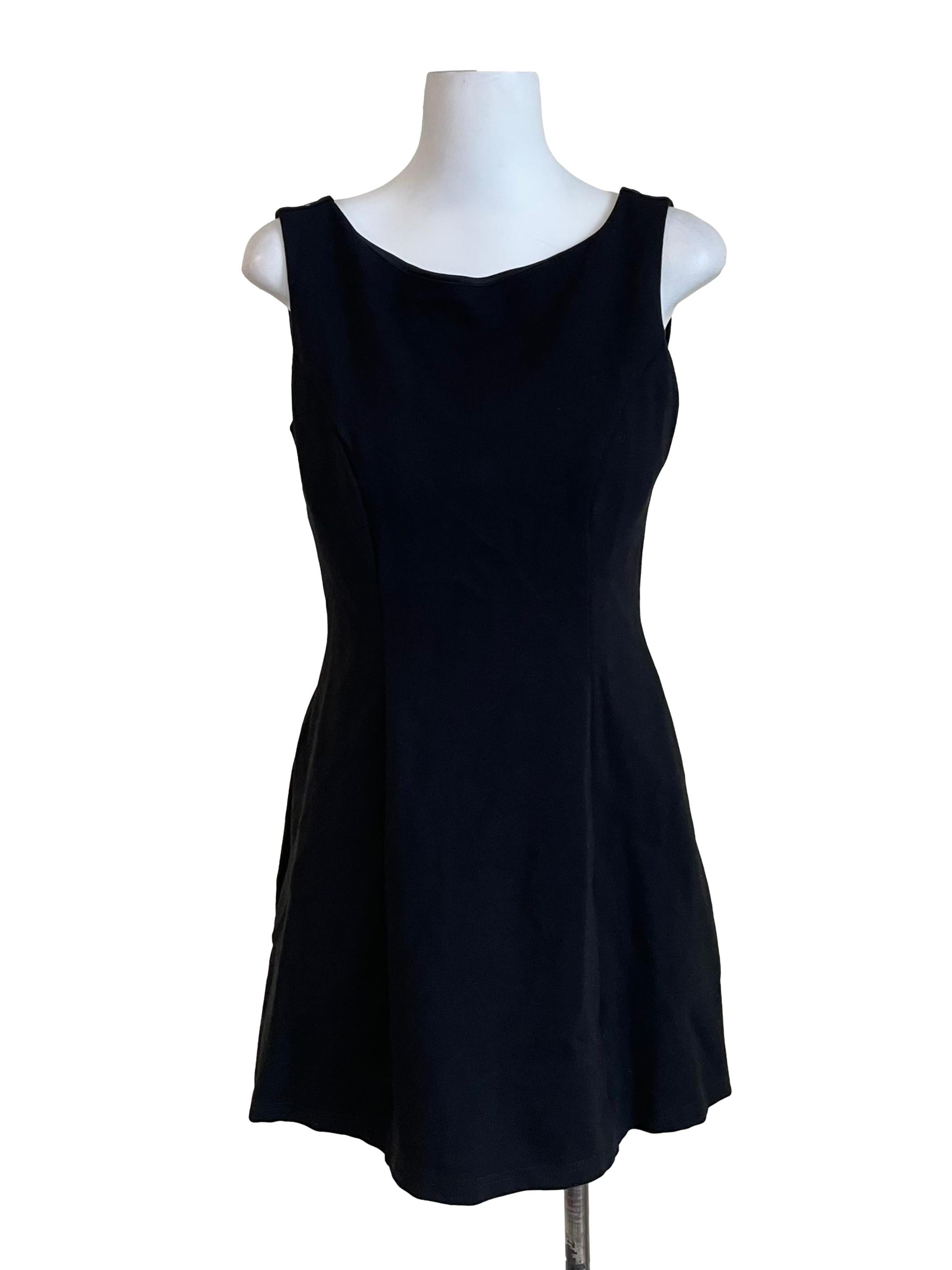 Black Panelled Boat Neck Dress