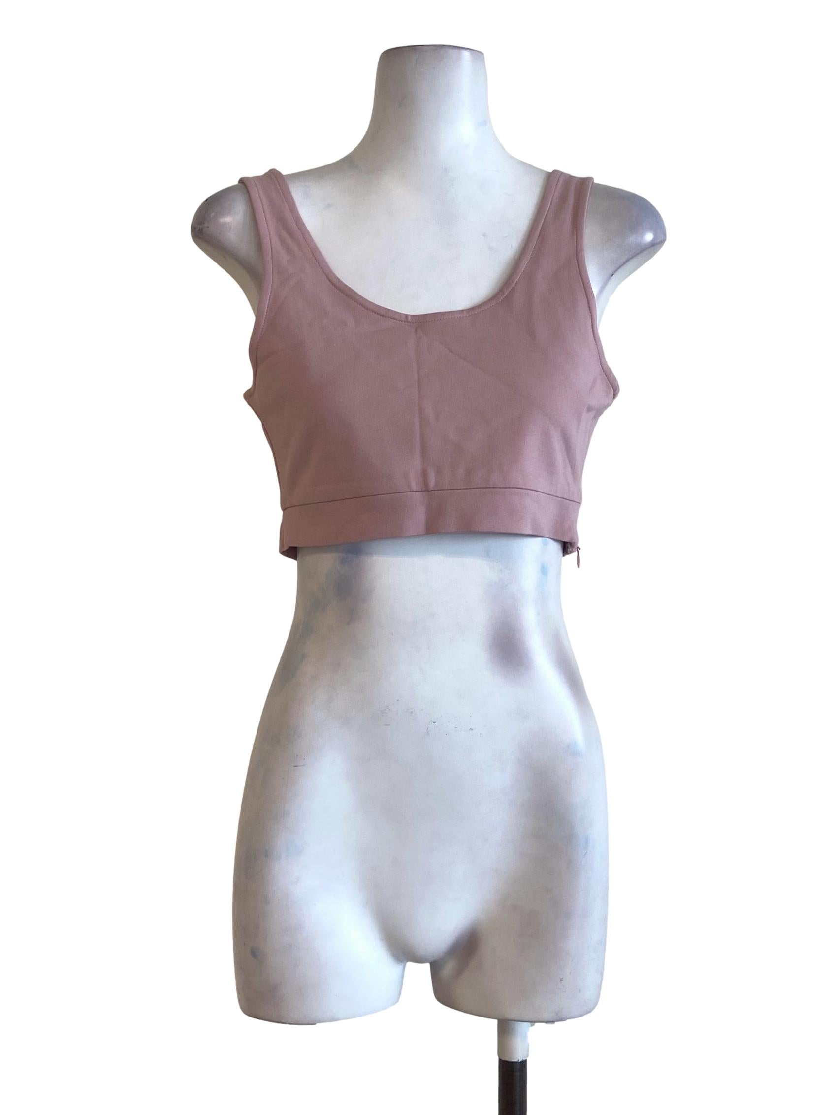 Crepe Pink Sleeveless Crop Top YHF