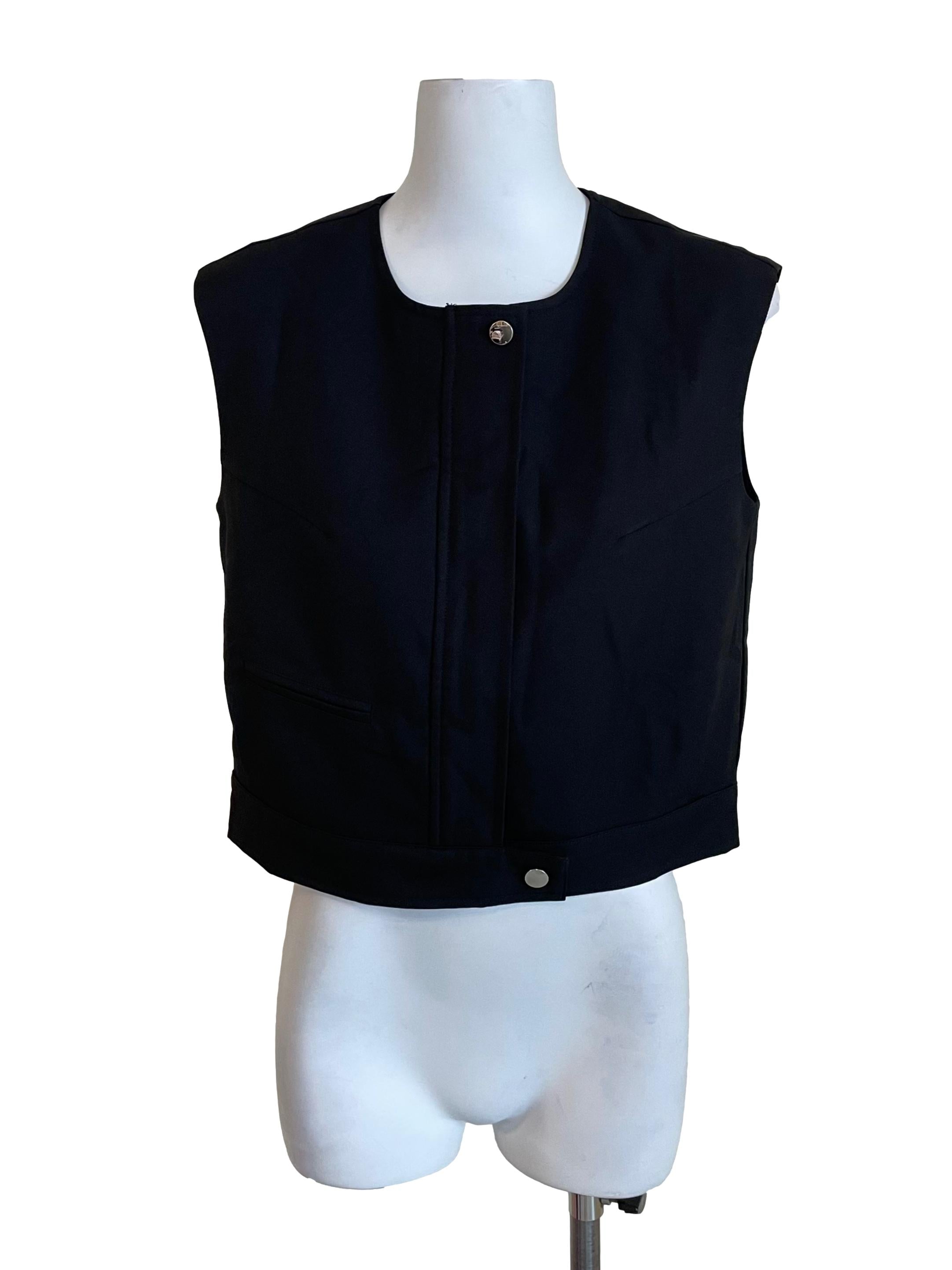 Black Zip Up Boxy Top