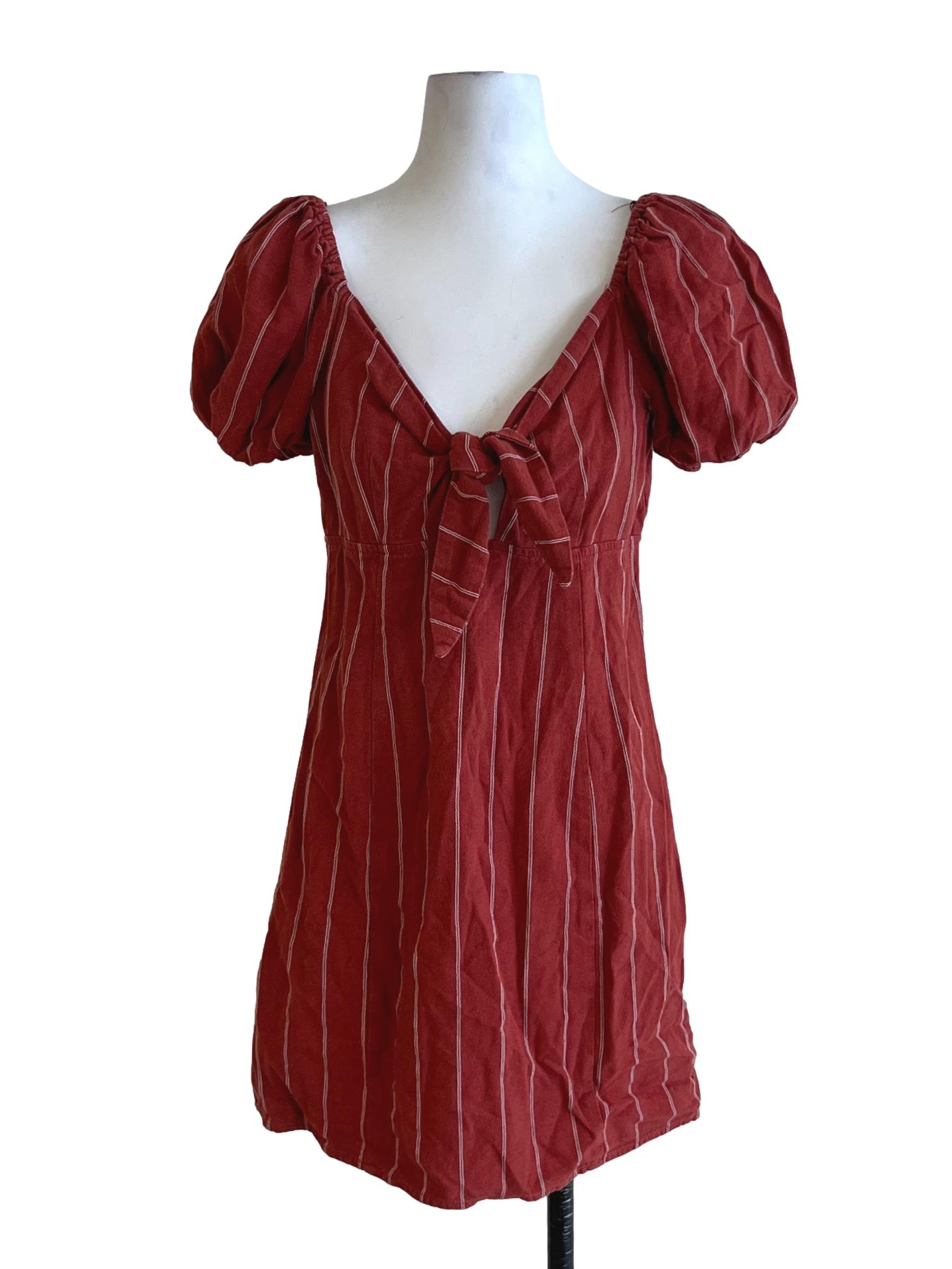 Amber Orange Awning Stripe Empire Dress