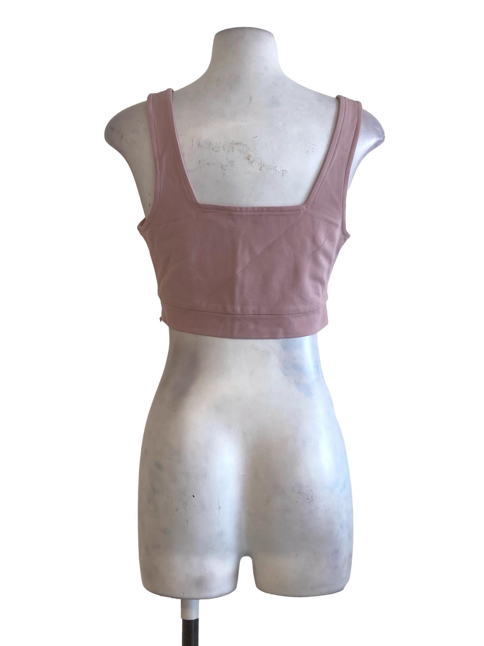 Crepe Pink Sleeveless Crop Top YHF