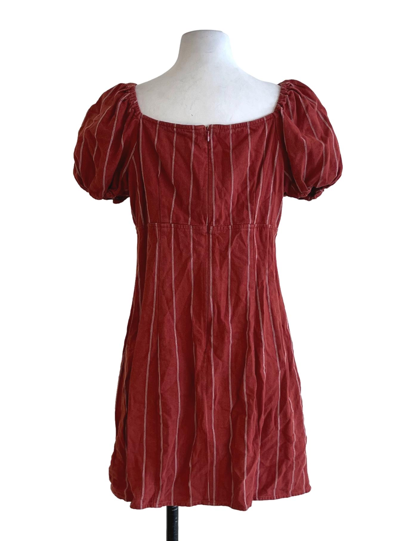 Amber Orange Awning Stripe Empire Dress