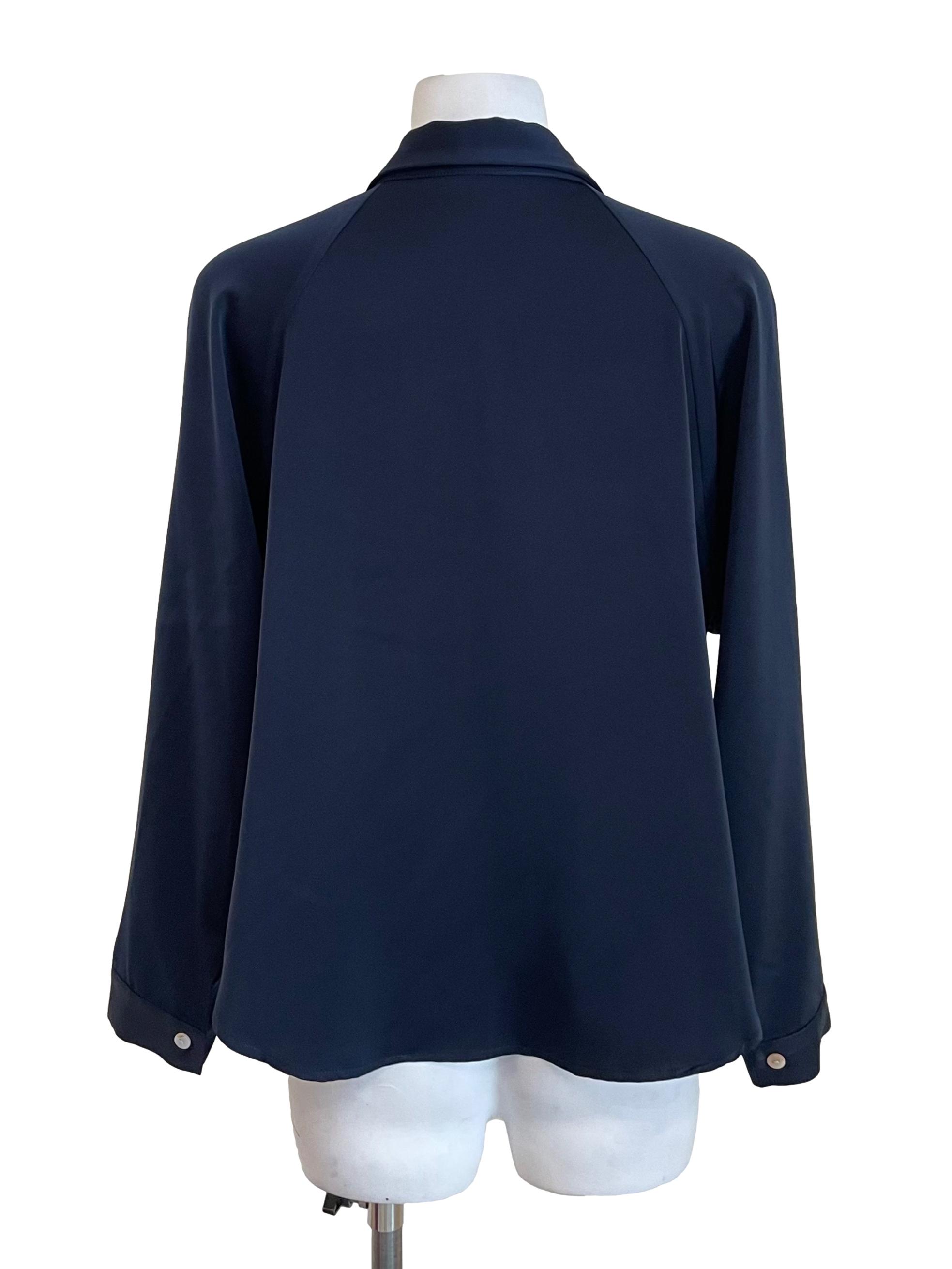 Navy Drop Shoulder Blouse