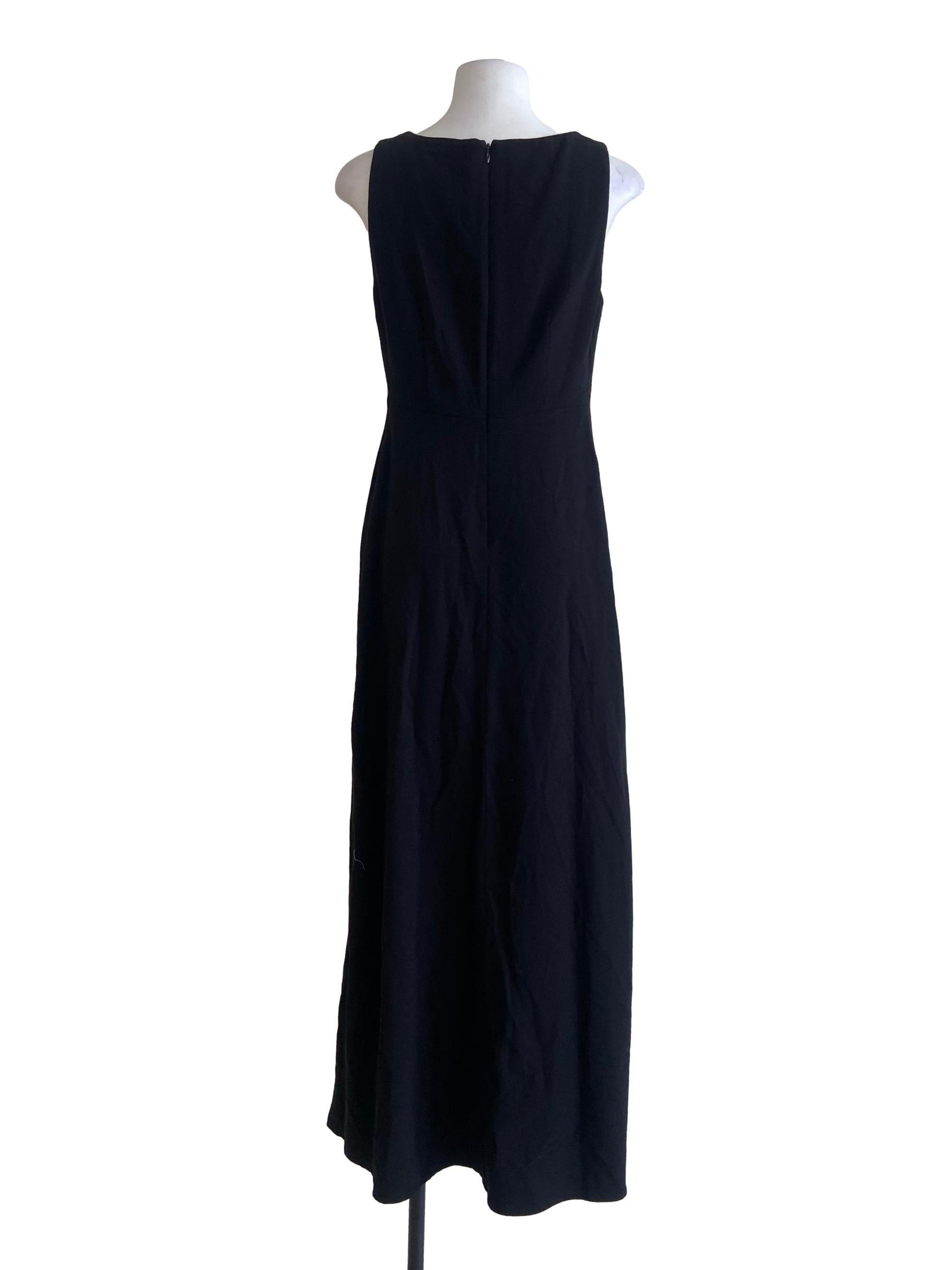 Black Slit Sleeveless Empire Dress