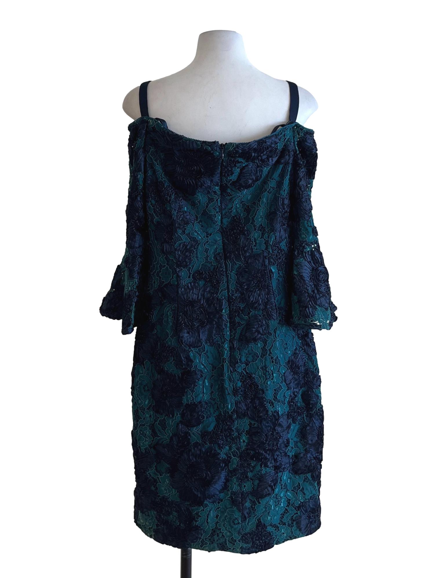 Navy Blue Lace Empire Dress