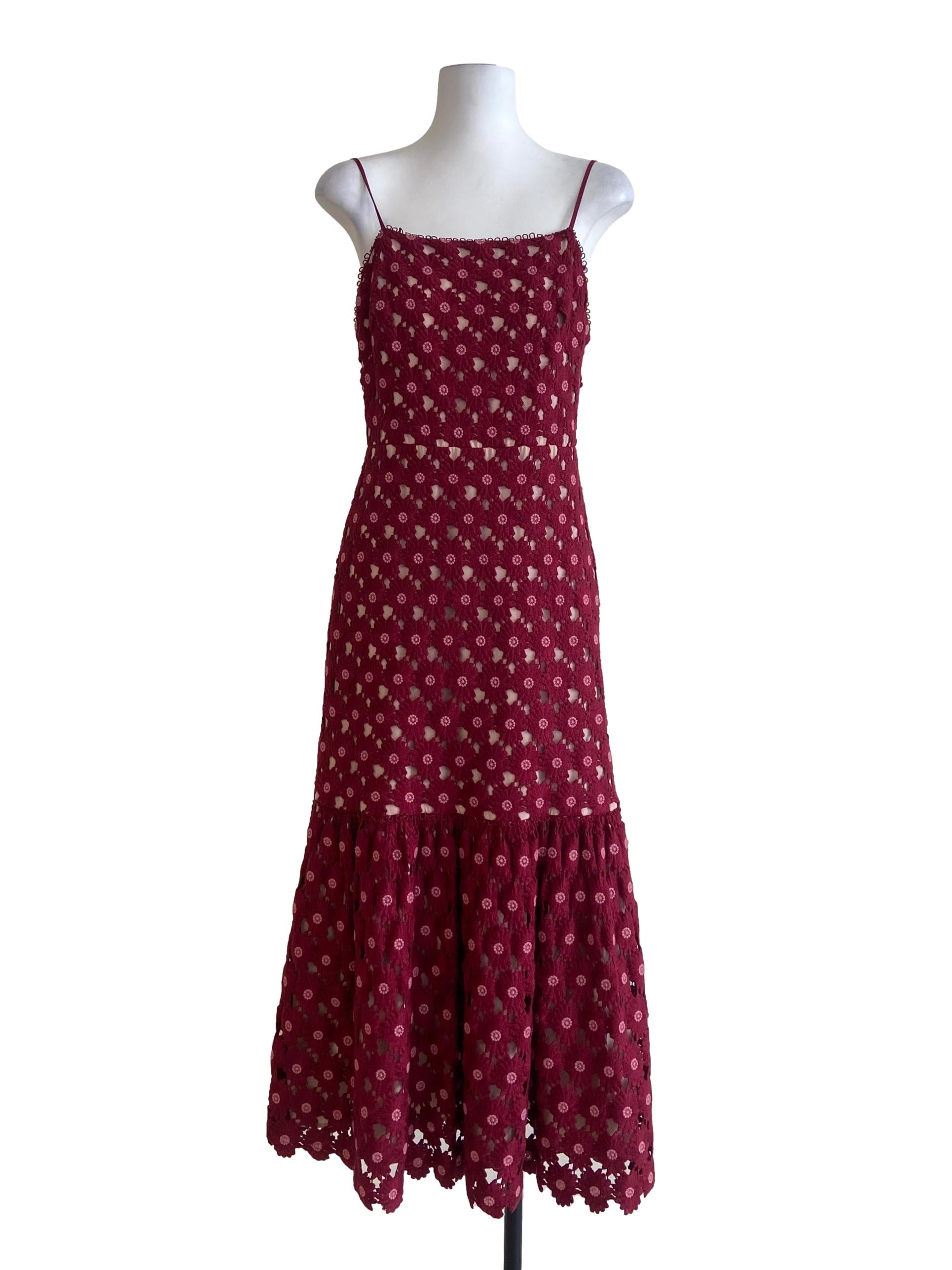Lipstick Red Floral Drop Waist Dress