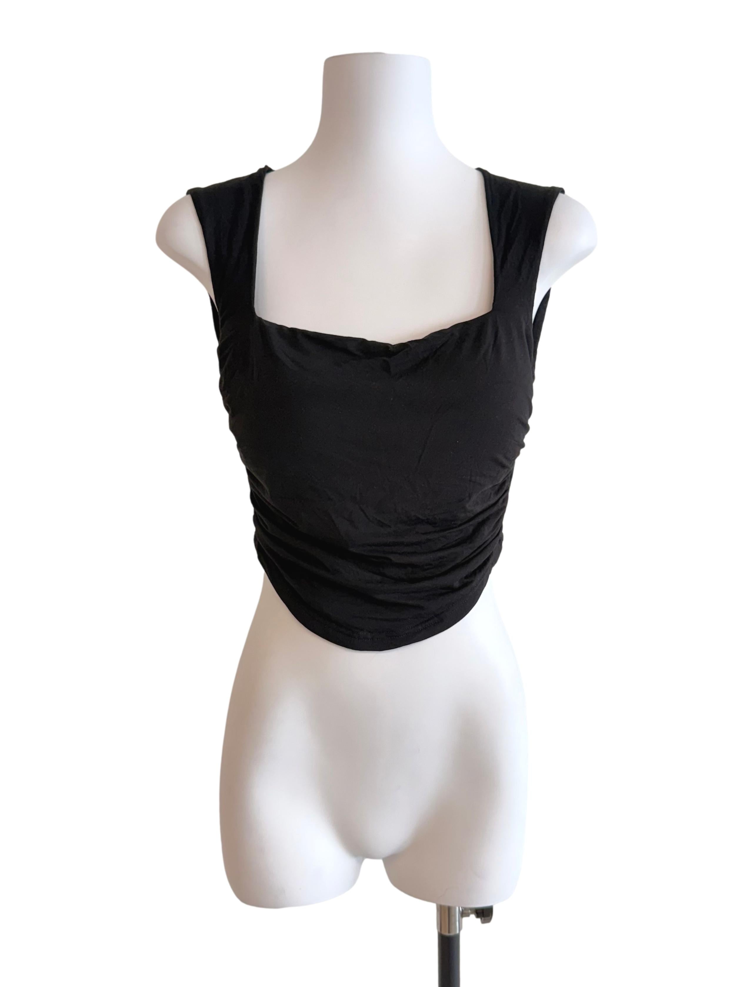 Black Square Neck Crop Top