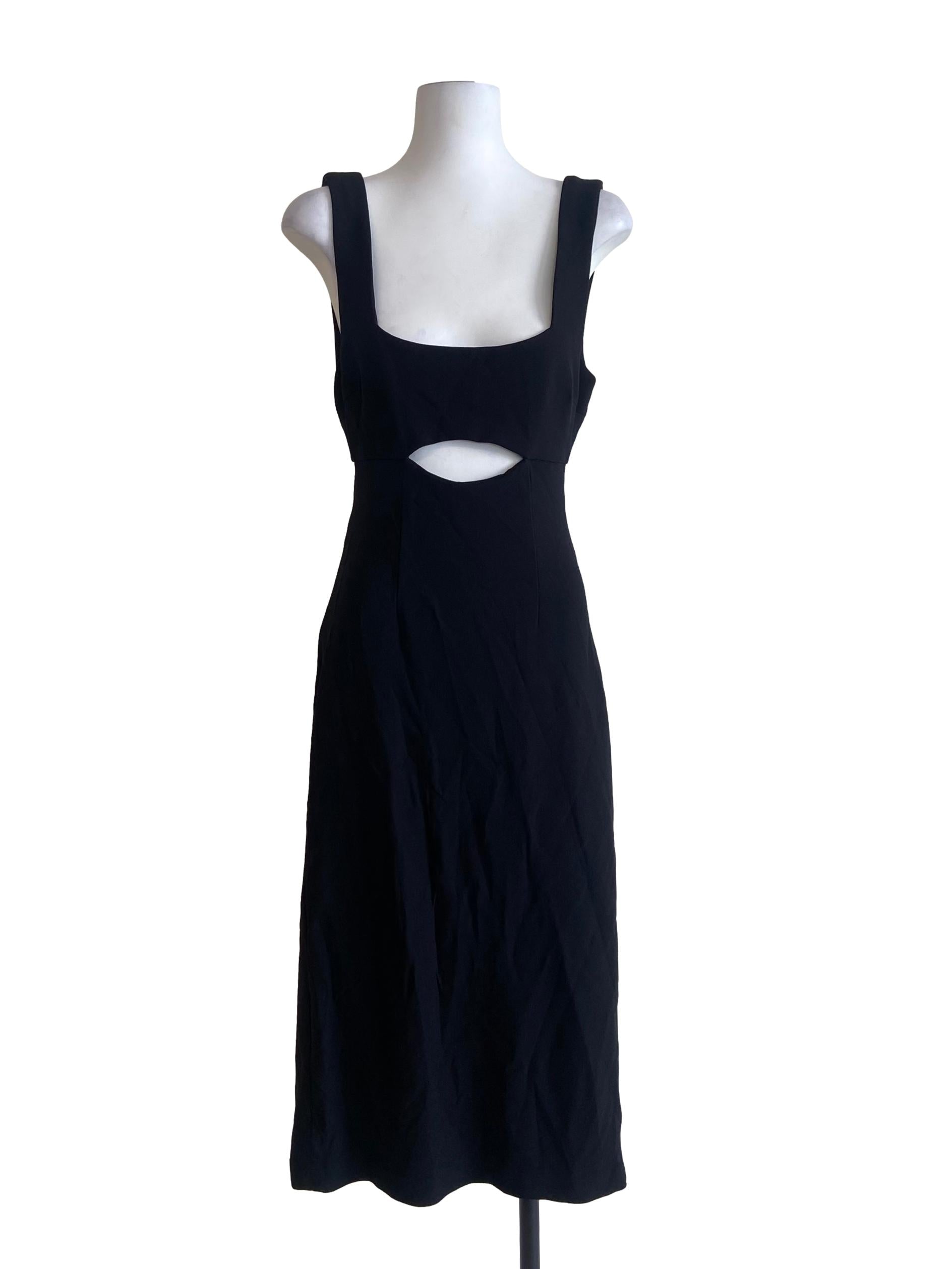 Black Cut Out Shift Slit Dress