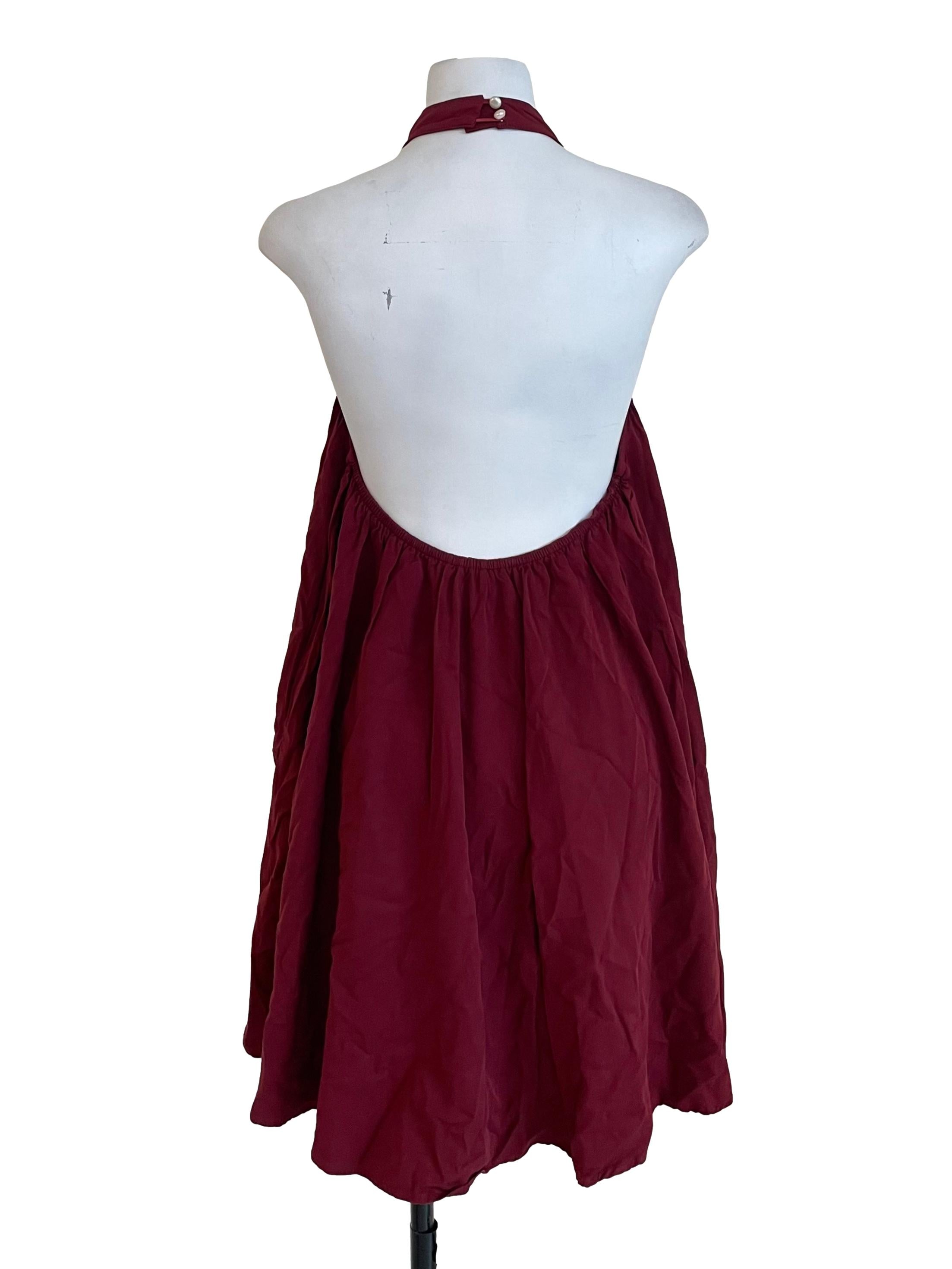 Garnet Red Halter Neck Mandarin Tent Dress