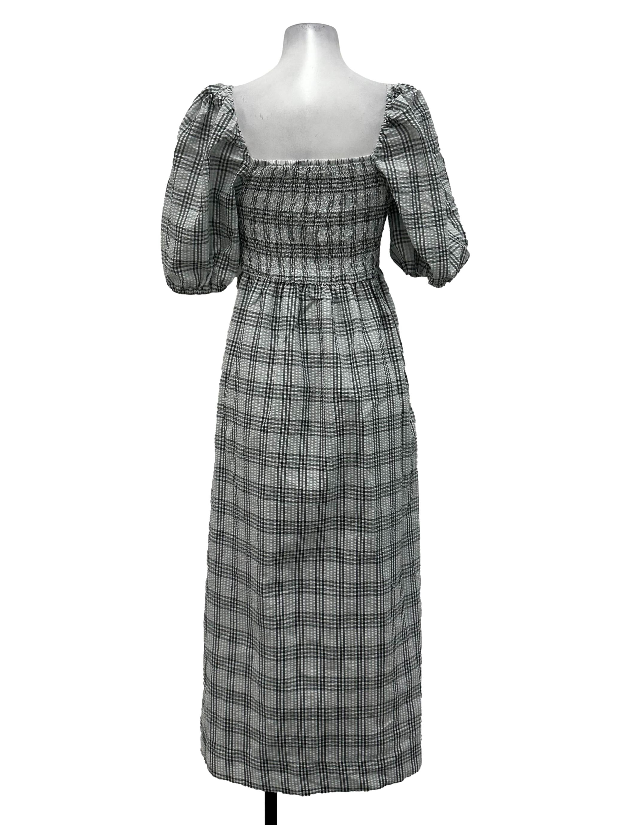 Coin Grey Smocked Textured Dress