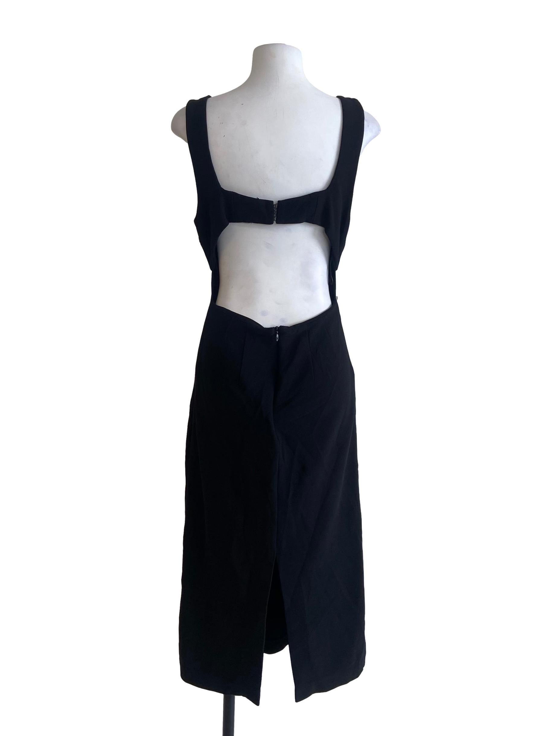 Black Cut Out Shift Slit Dress