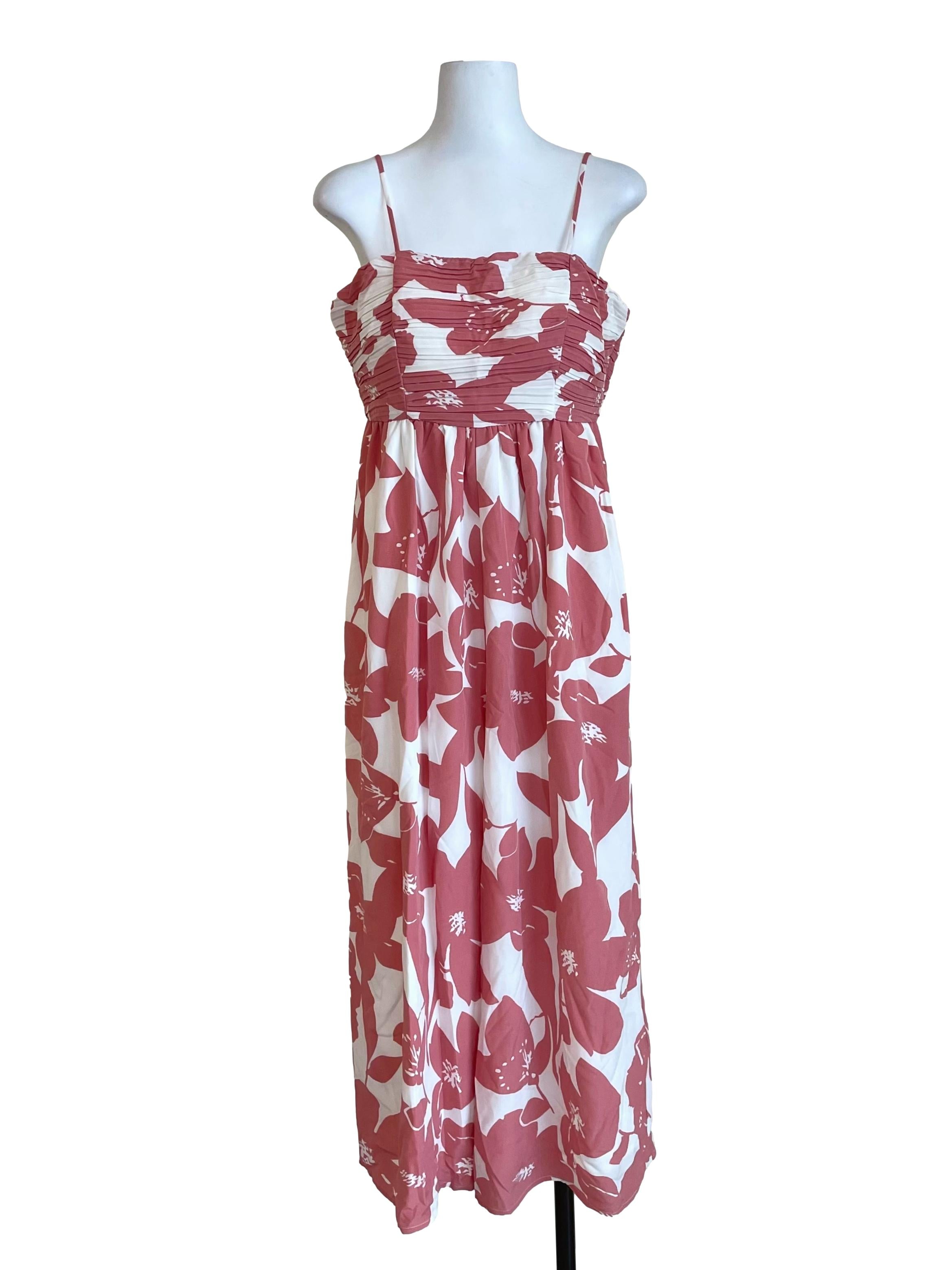 White And Blush Floral Spaghetti Strap Jumpsuit