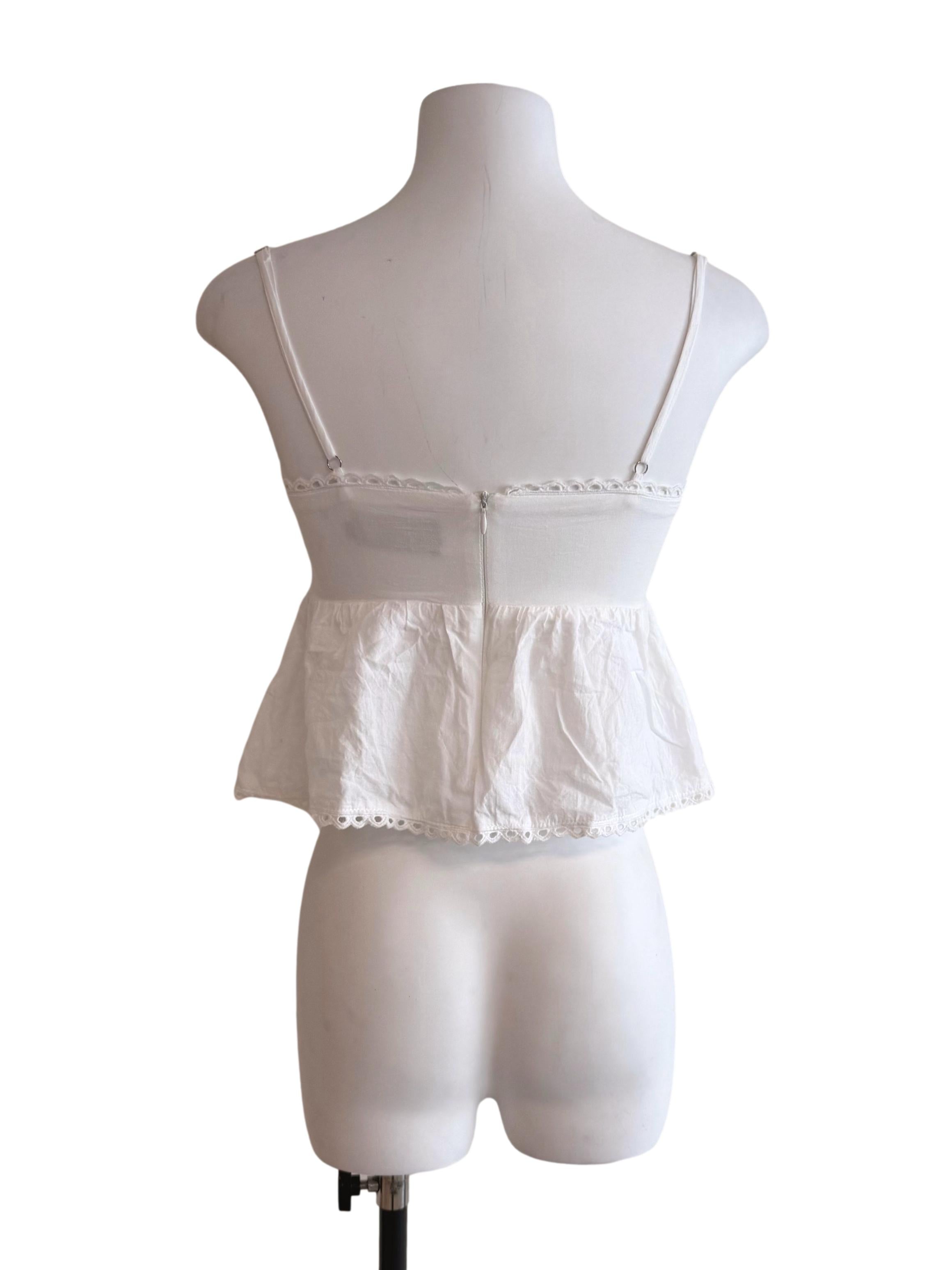 White Striped Lace Crop Top YHF
