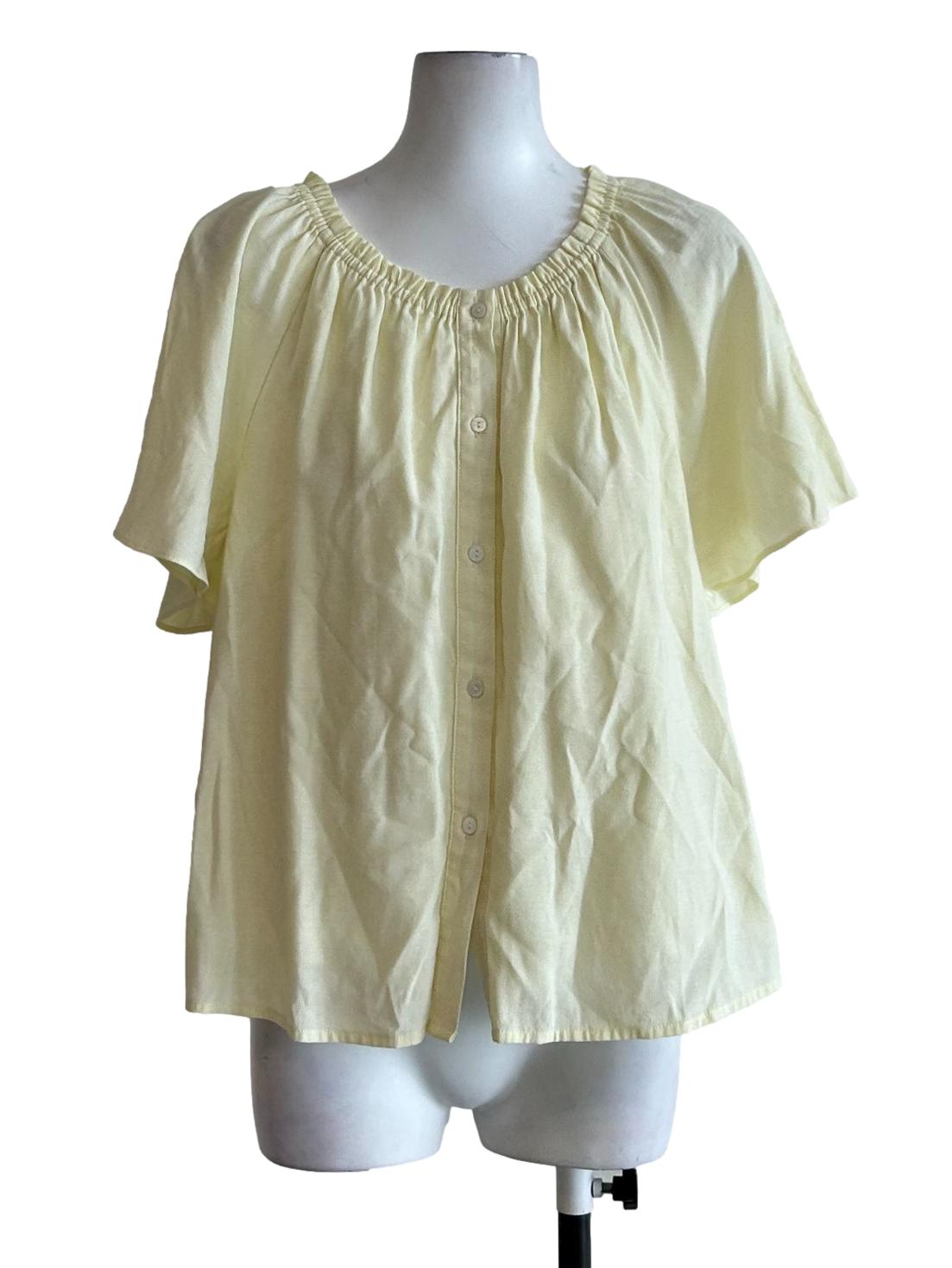 Yellow Crinkle Neckline Blouse OSN