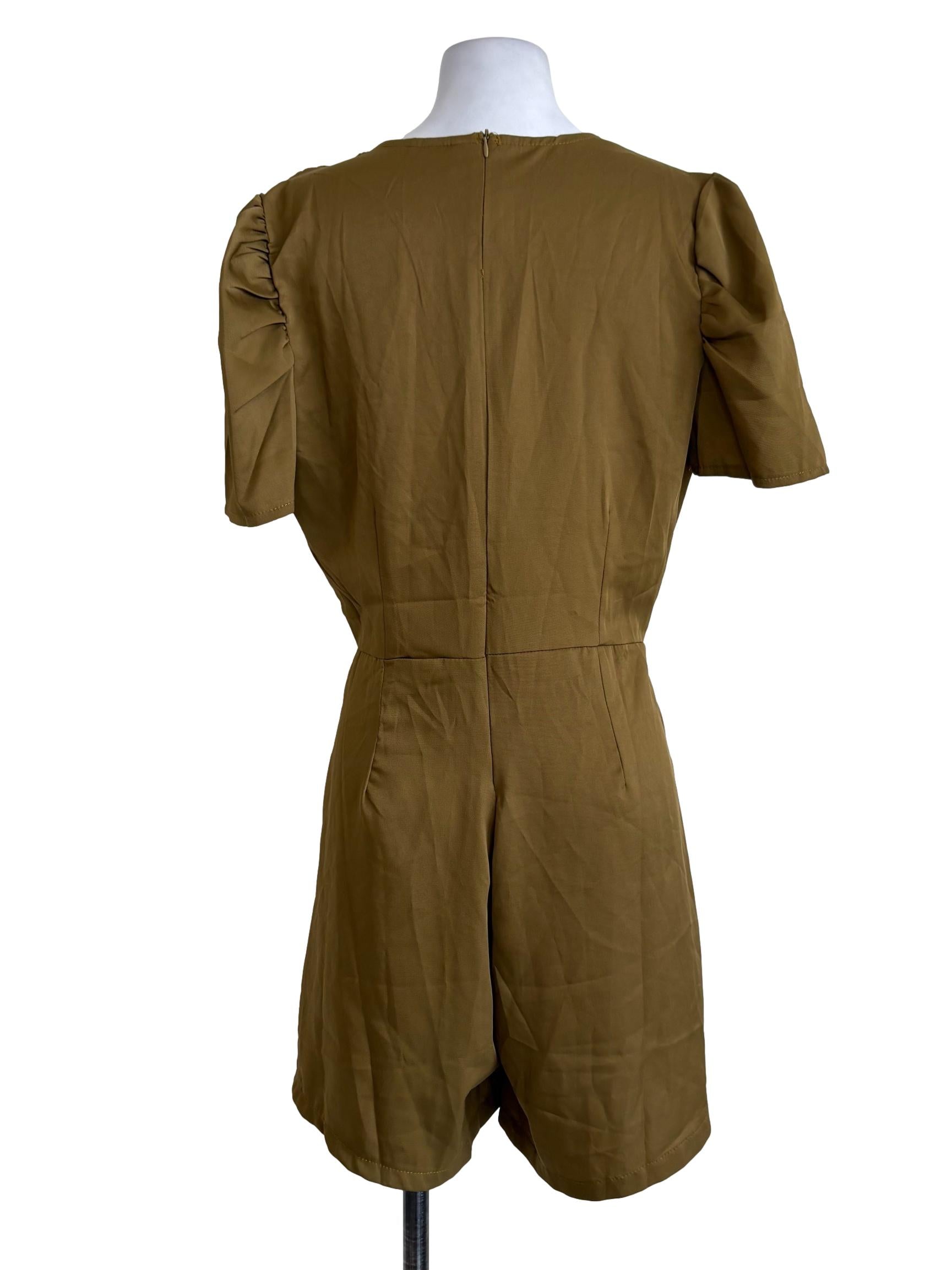 Olive Green Layered Bird Embroidered Rompers