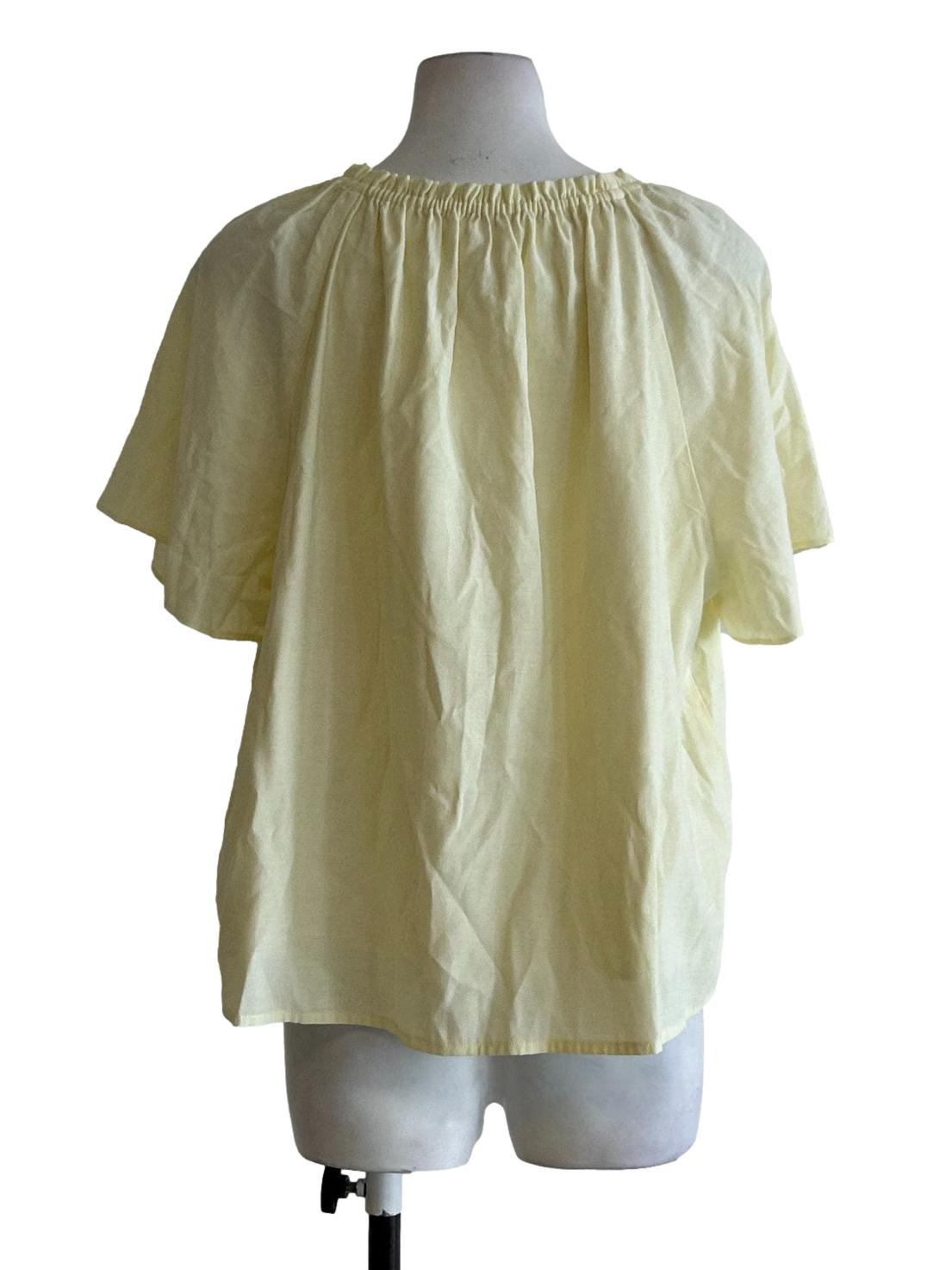 Yellow Crinkle Neckline Blouse OSN